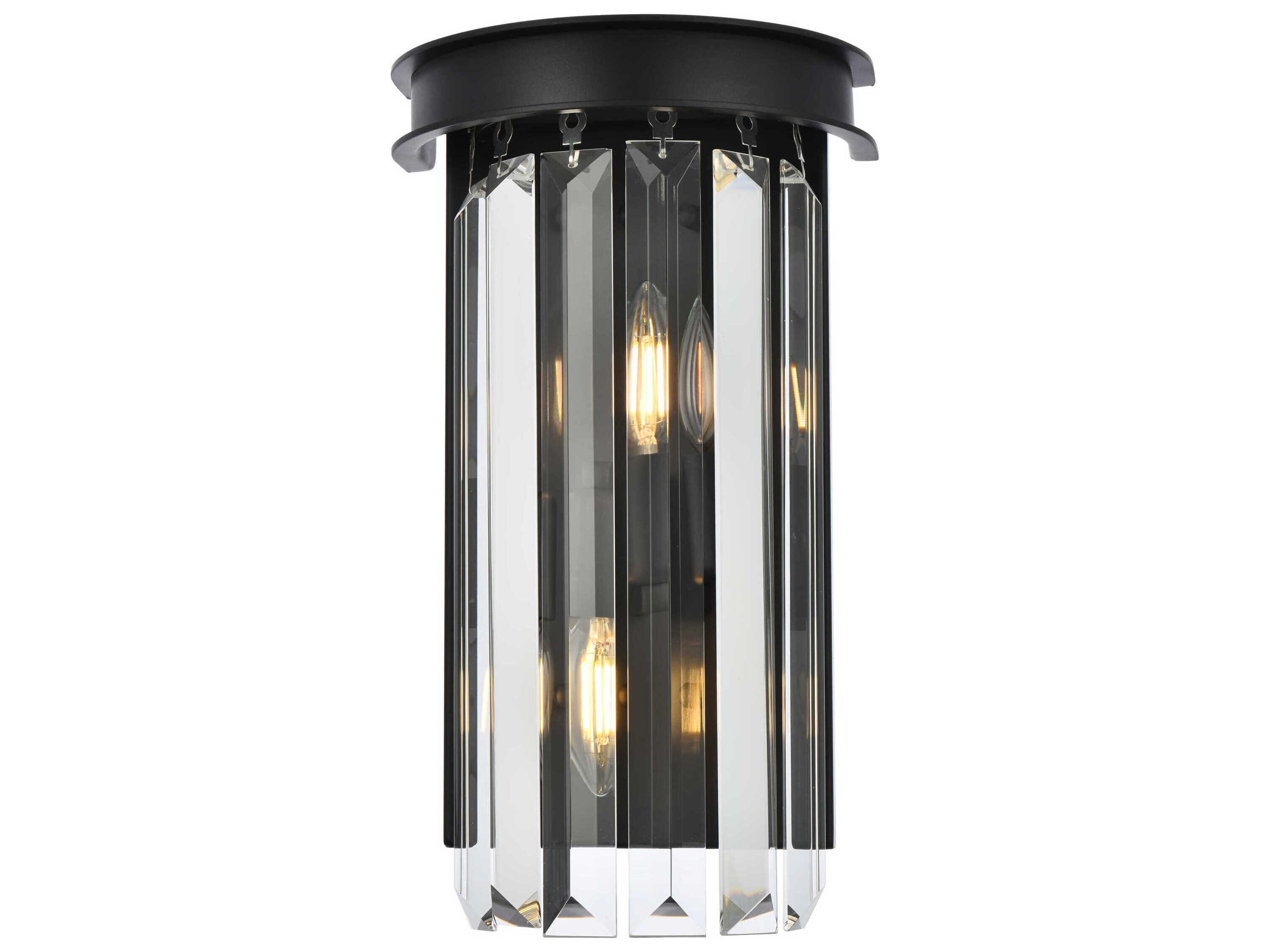 Sydney 2-Light Matte Black Silver Crystal Wall Sconce