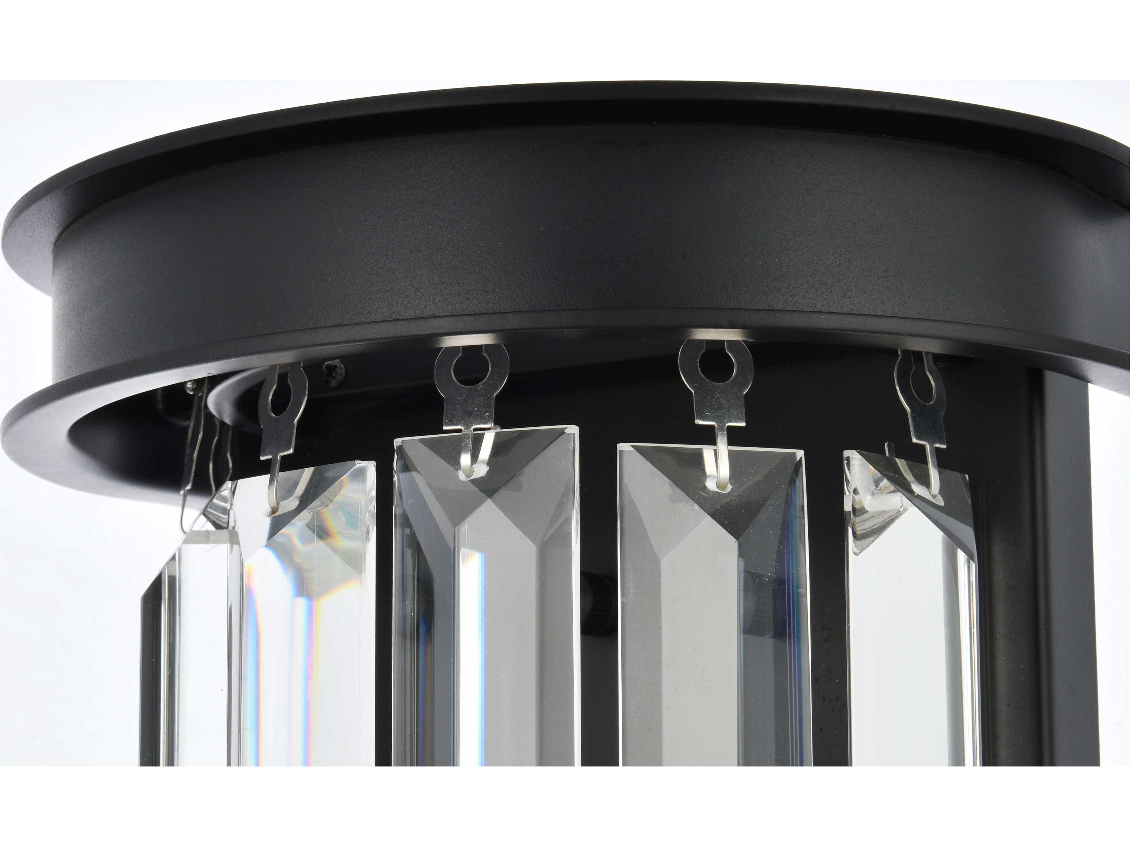 Elegant Lighting Sydney 2-Light Matte Black Silver Crystal Wall Sconce