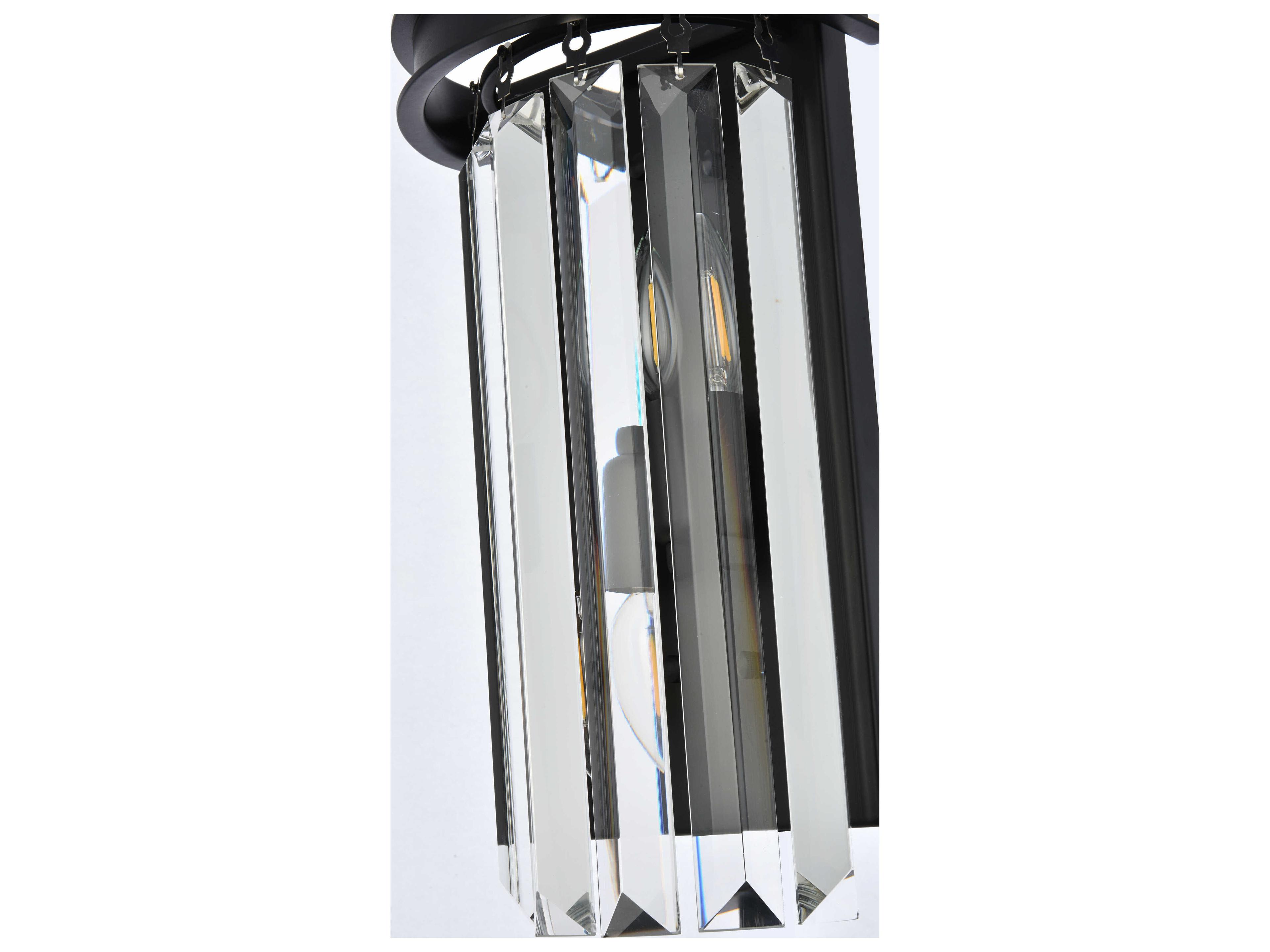 Elegant Lighting Sydney 2-Light Matte Black Silver Crystal Wall Sconce