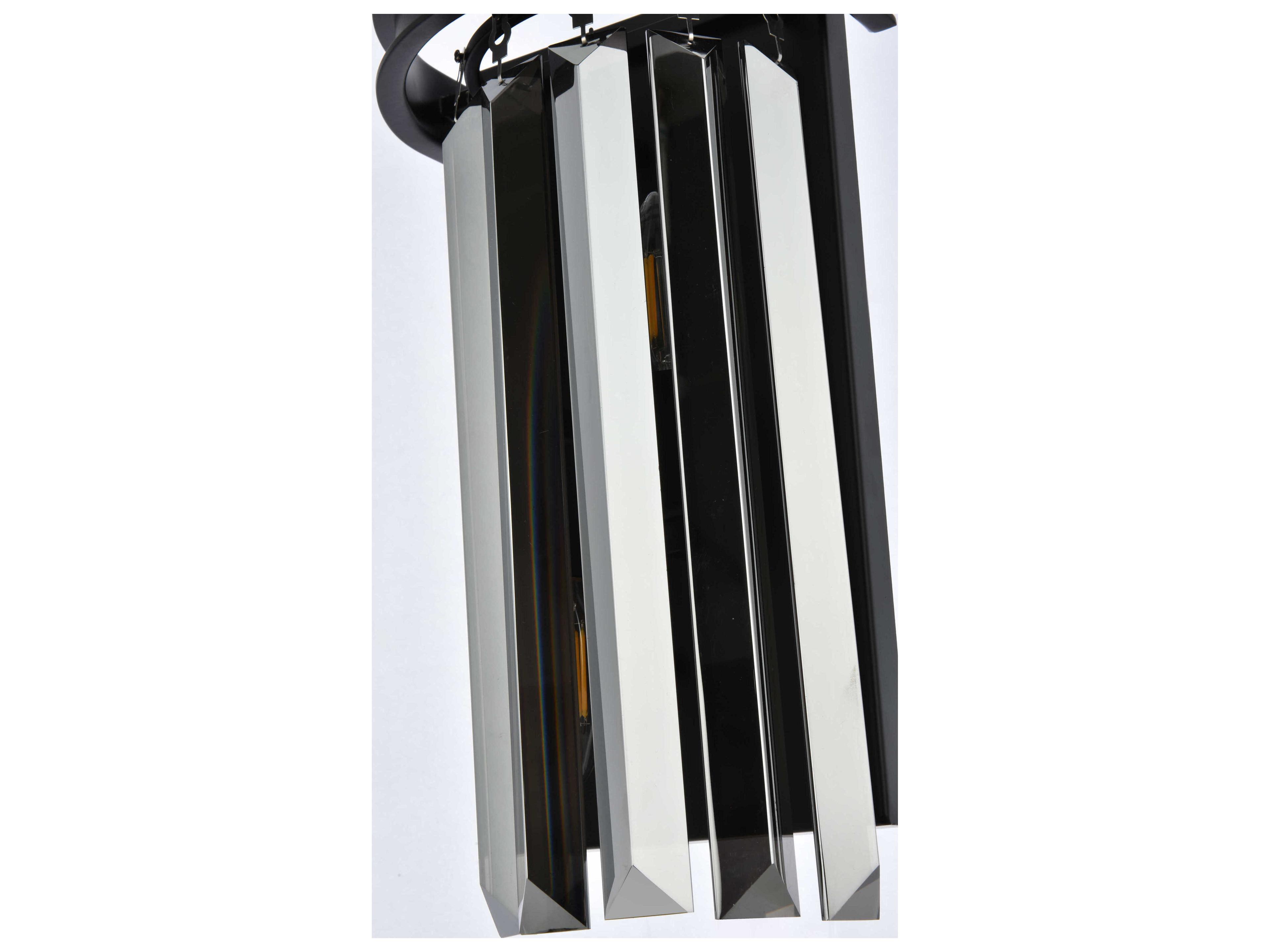 Elegant Lighting Sydney 2-Light Matte Black Silver Crystal Wall Sconce