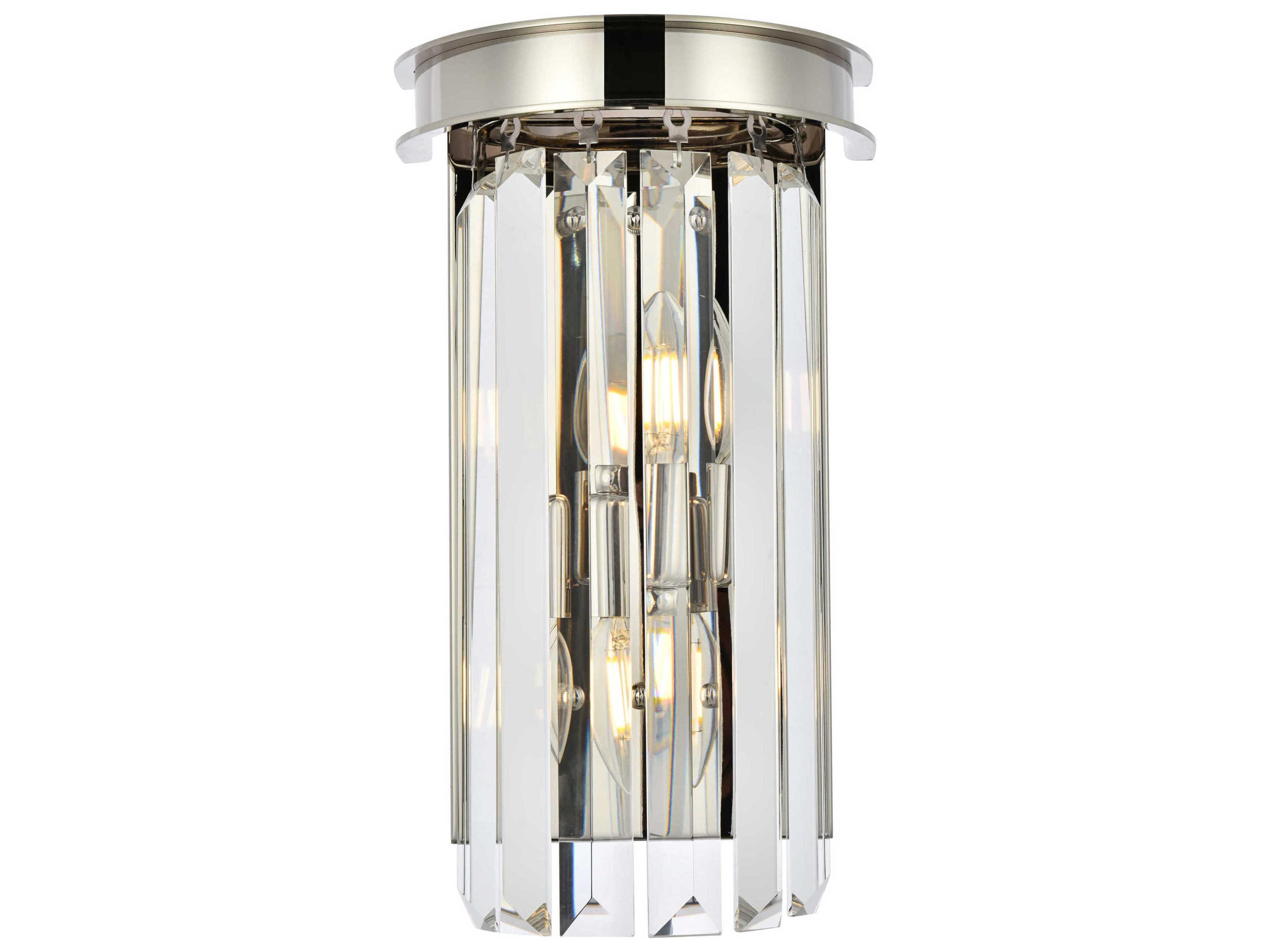 Sydney 2-Light Polished Nickel Clear Crystal Wall Sconce