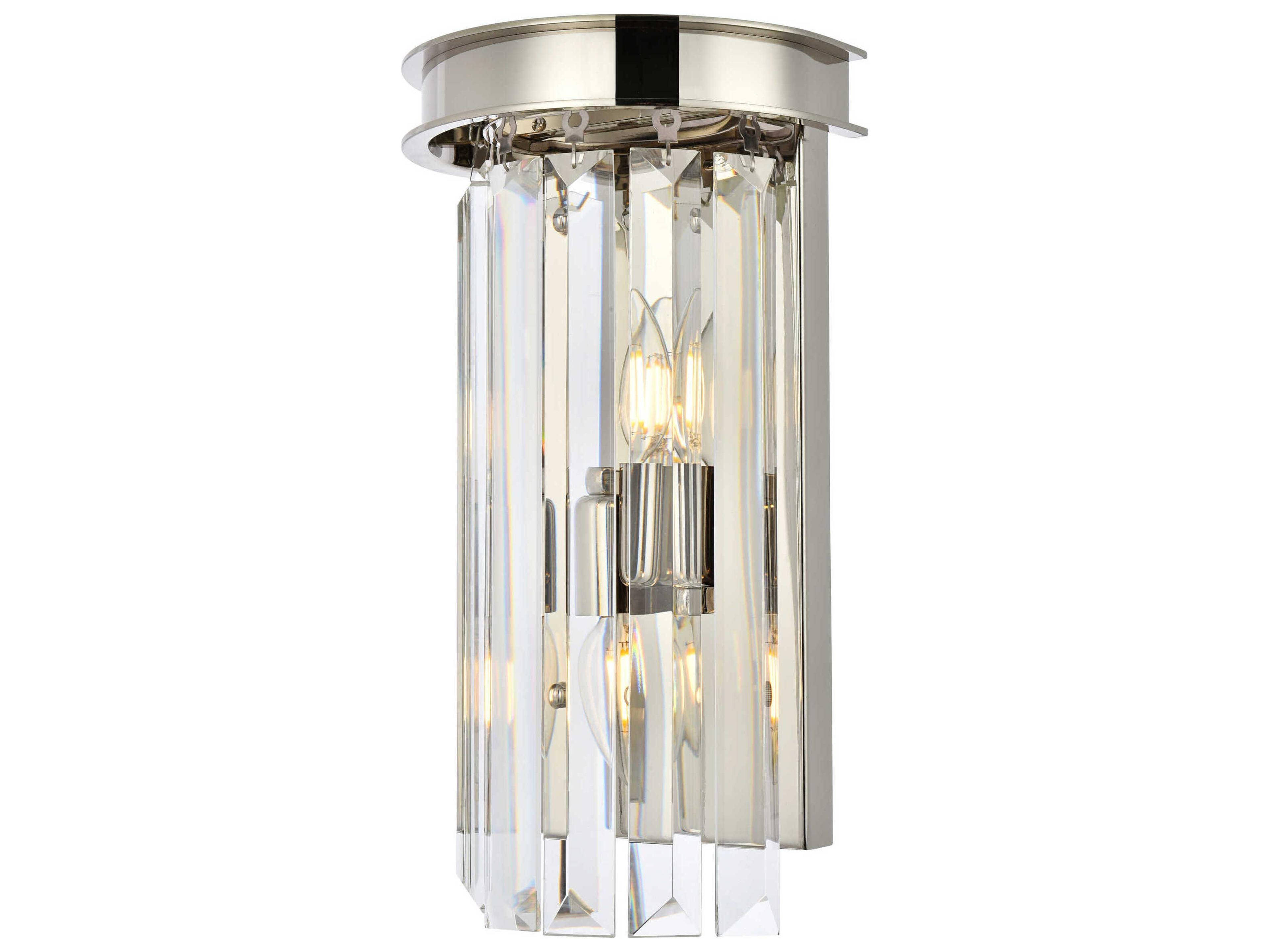 Elegant Lighting Sydney 2-Light Polished Nickel Clear Crystal Wall Sconce