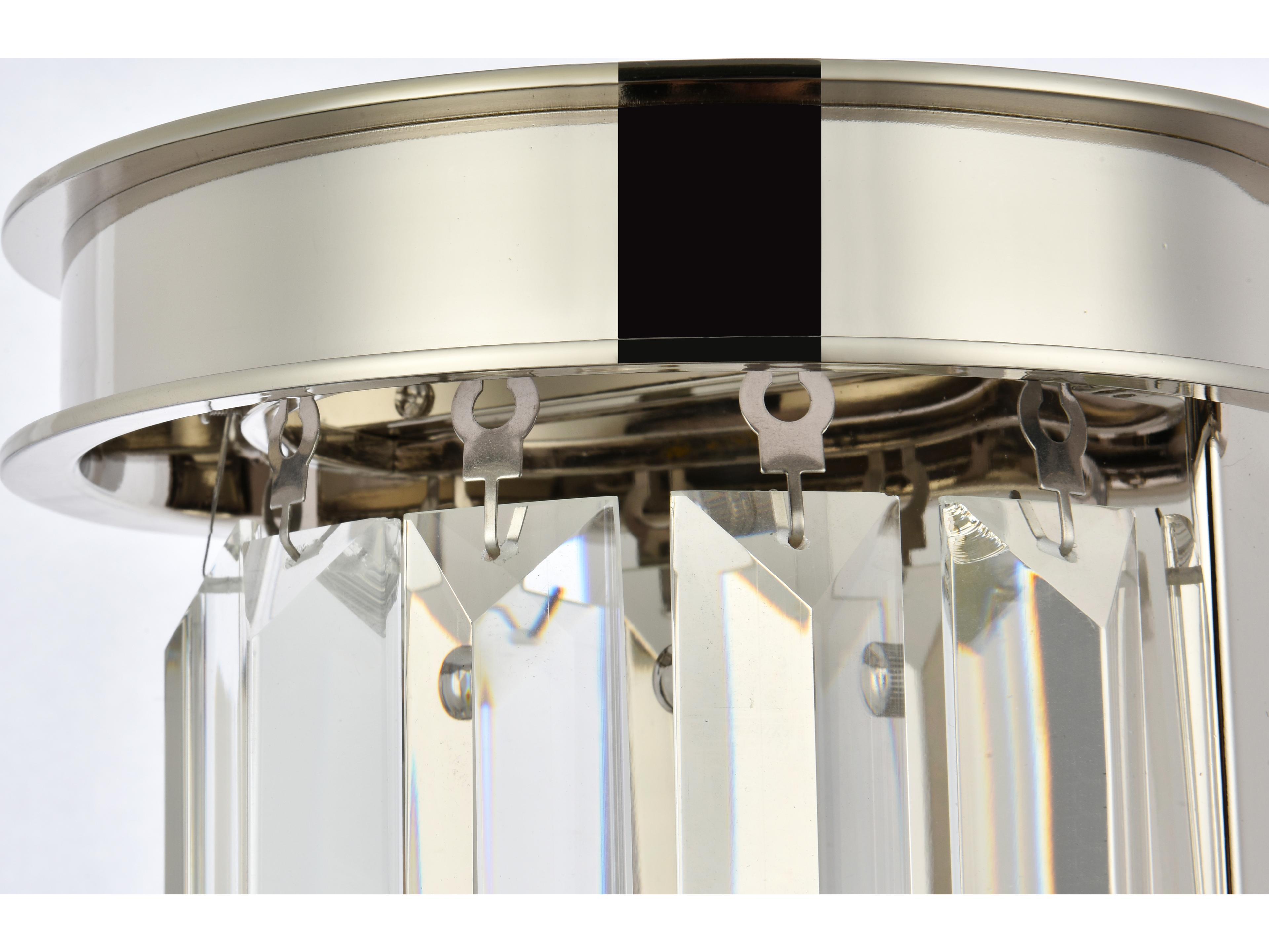 Elegant Lighting Sydney 2-Light Polished Nickel Clear Crystal Wall Sconce