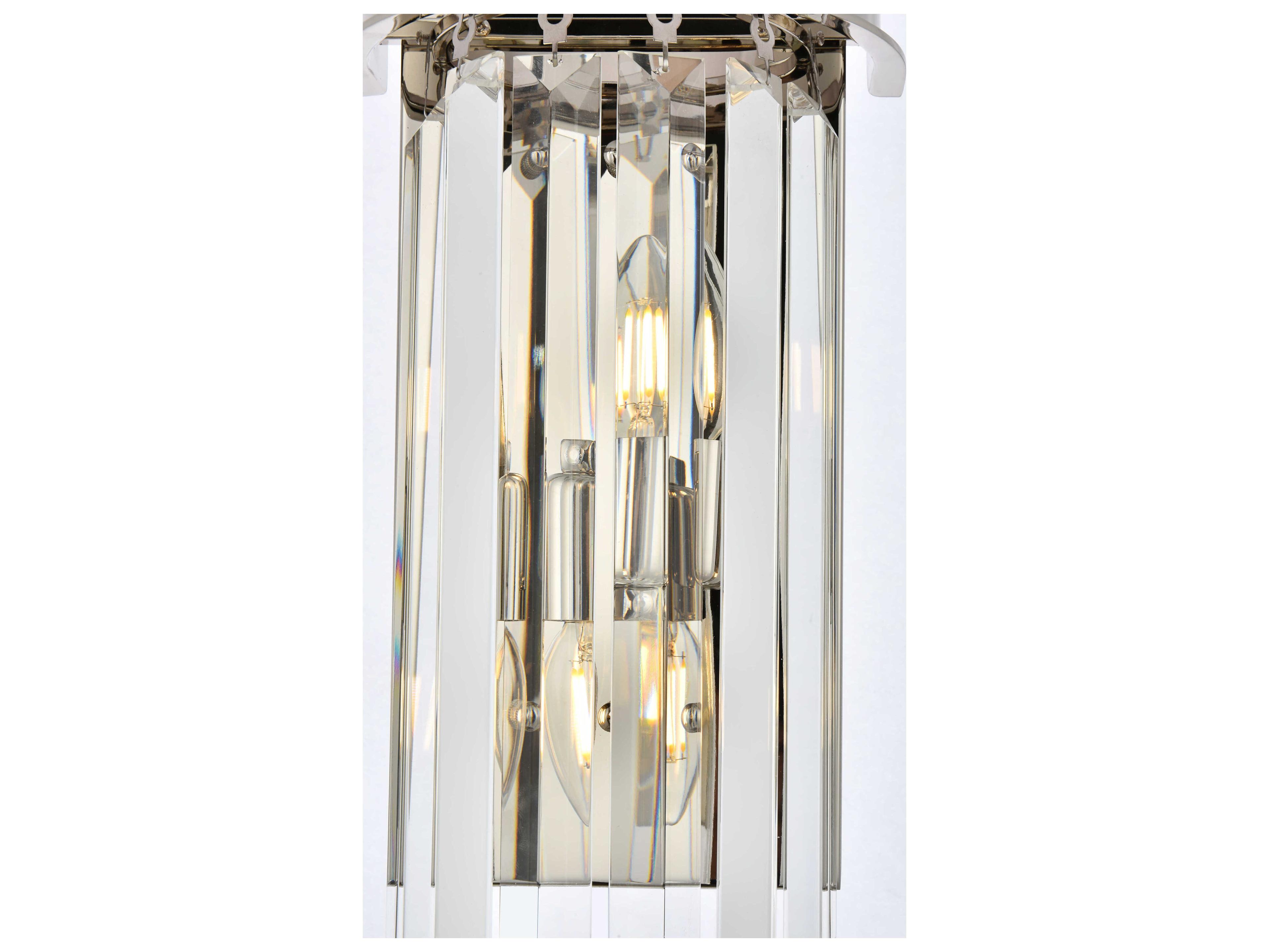 Elegant Lighting Sydney 2-Light Polished Nickel Clear Crystal Wall Sconce