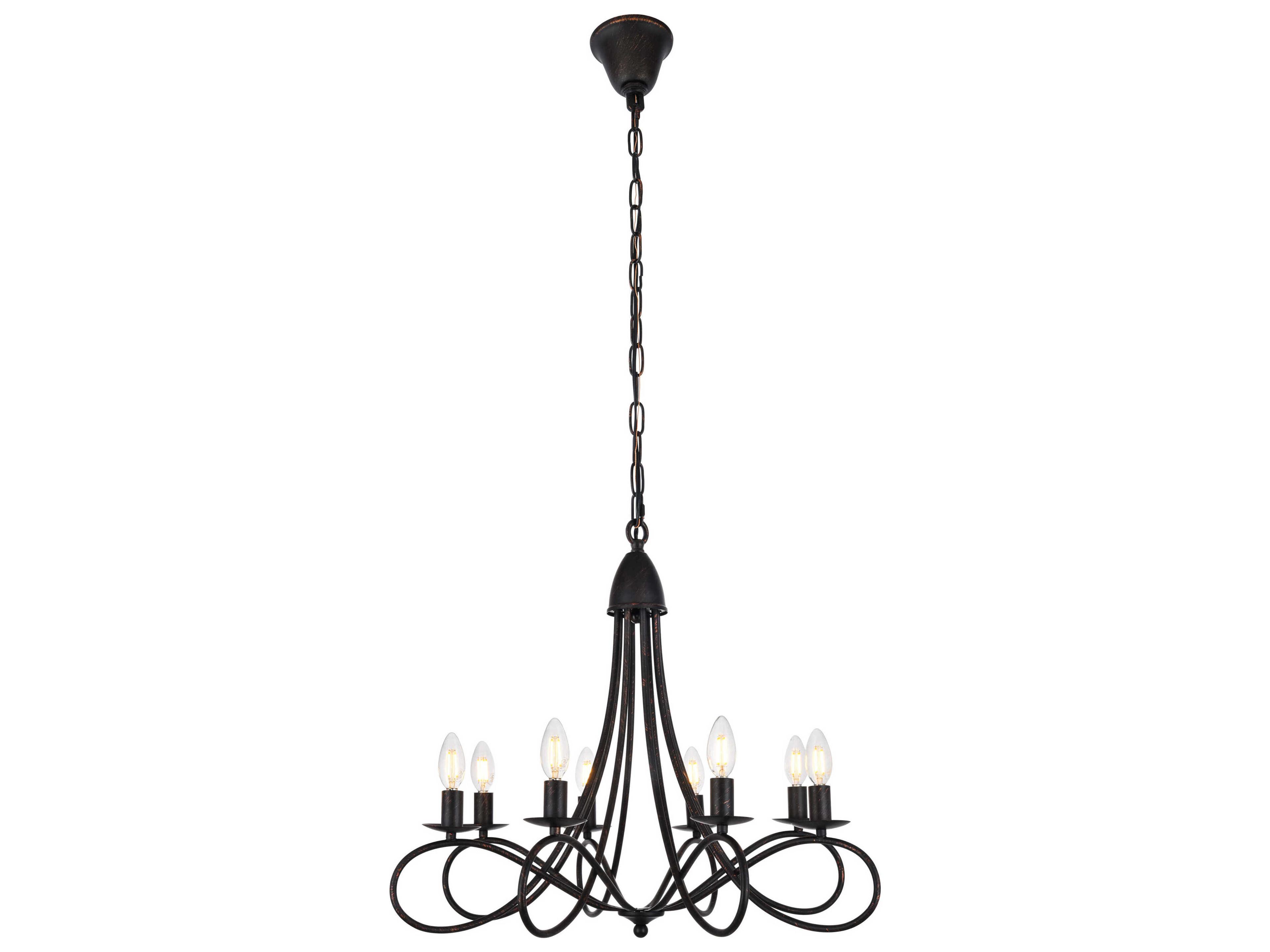 Lyndon 8-Light Dark Bronze Candelabra Chandelier