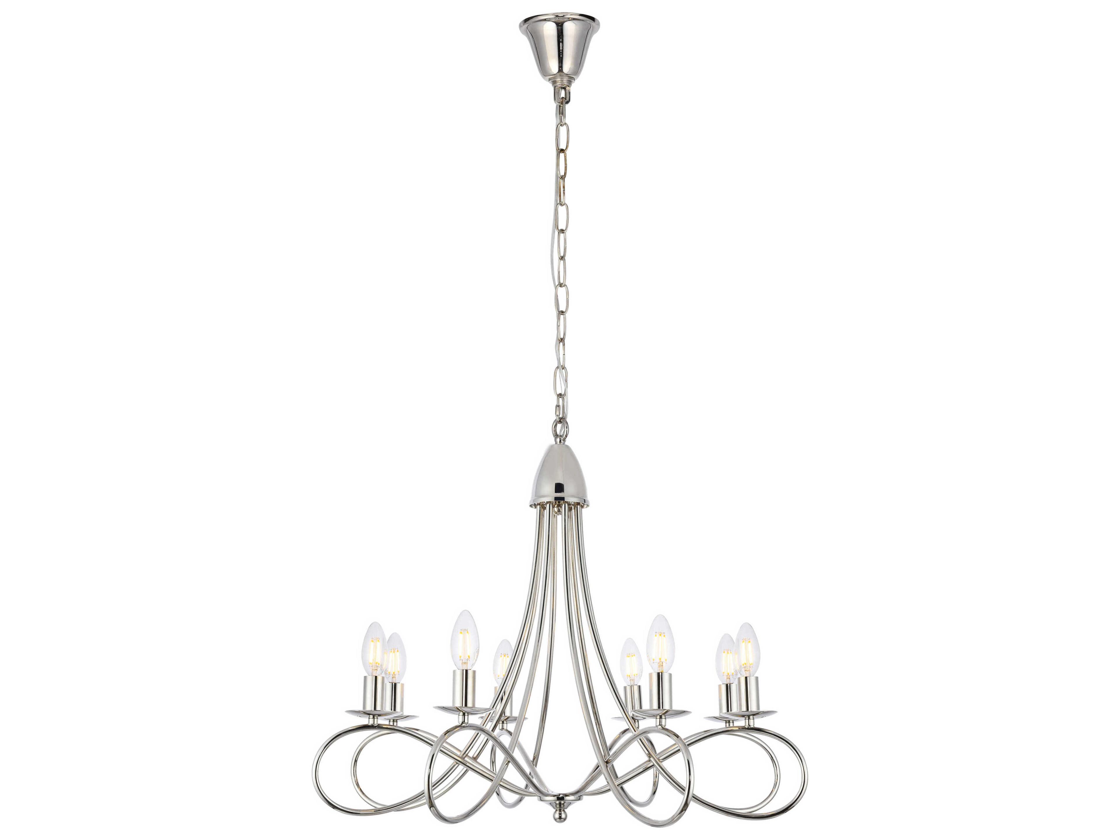 Lyndon 8-Light Polished Nickel Candelabra Chandelier