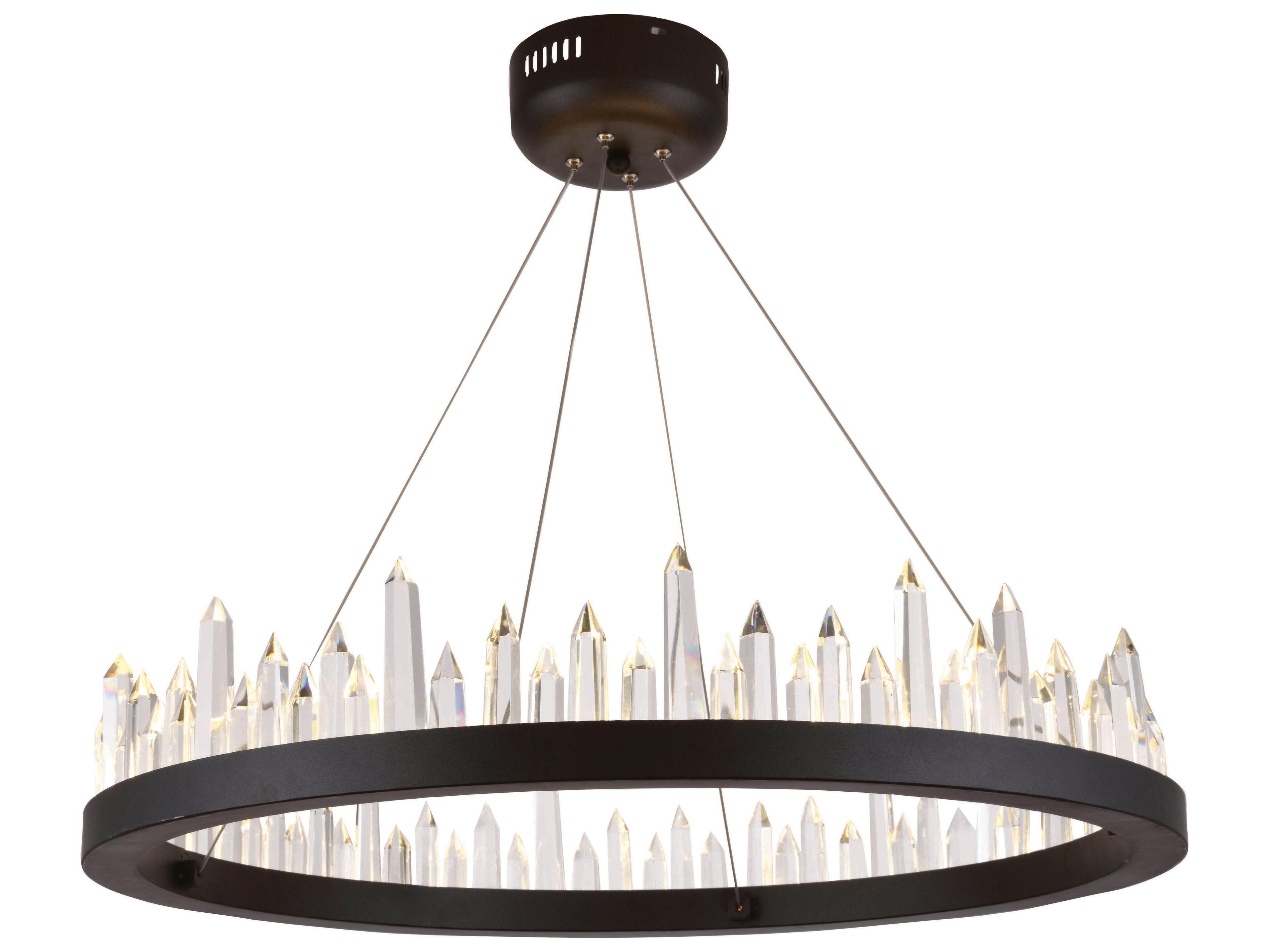 Malta 32-Light Satin Dark Grey Crystal LED Drum Pendant