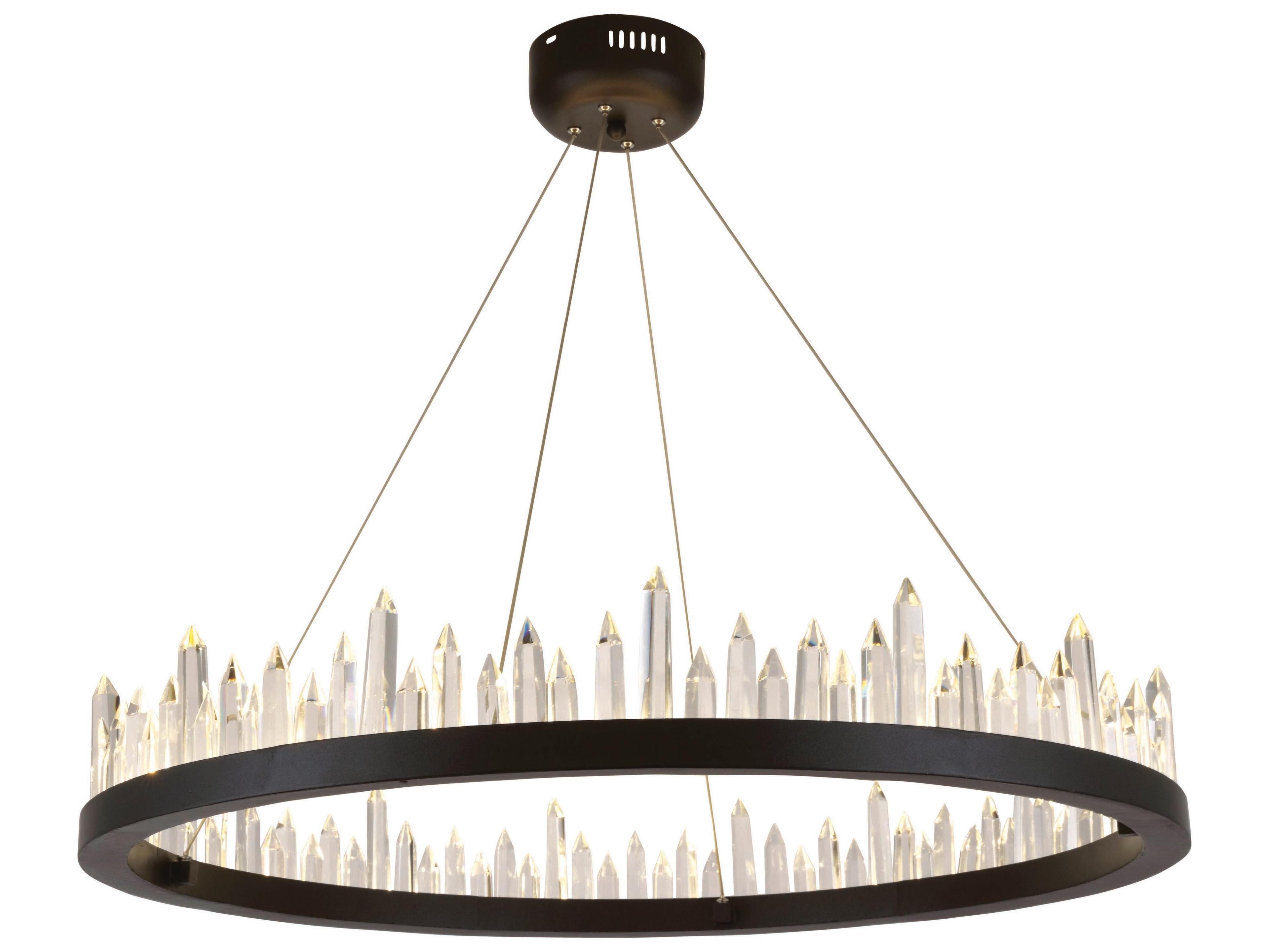 Malta 40-Light Satin Dark Grey Crystal LED Drum Pendant