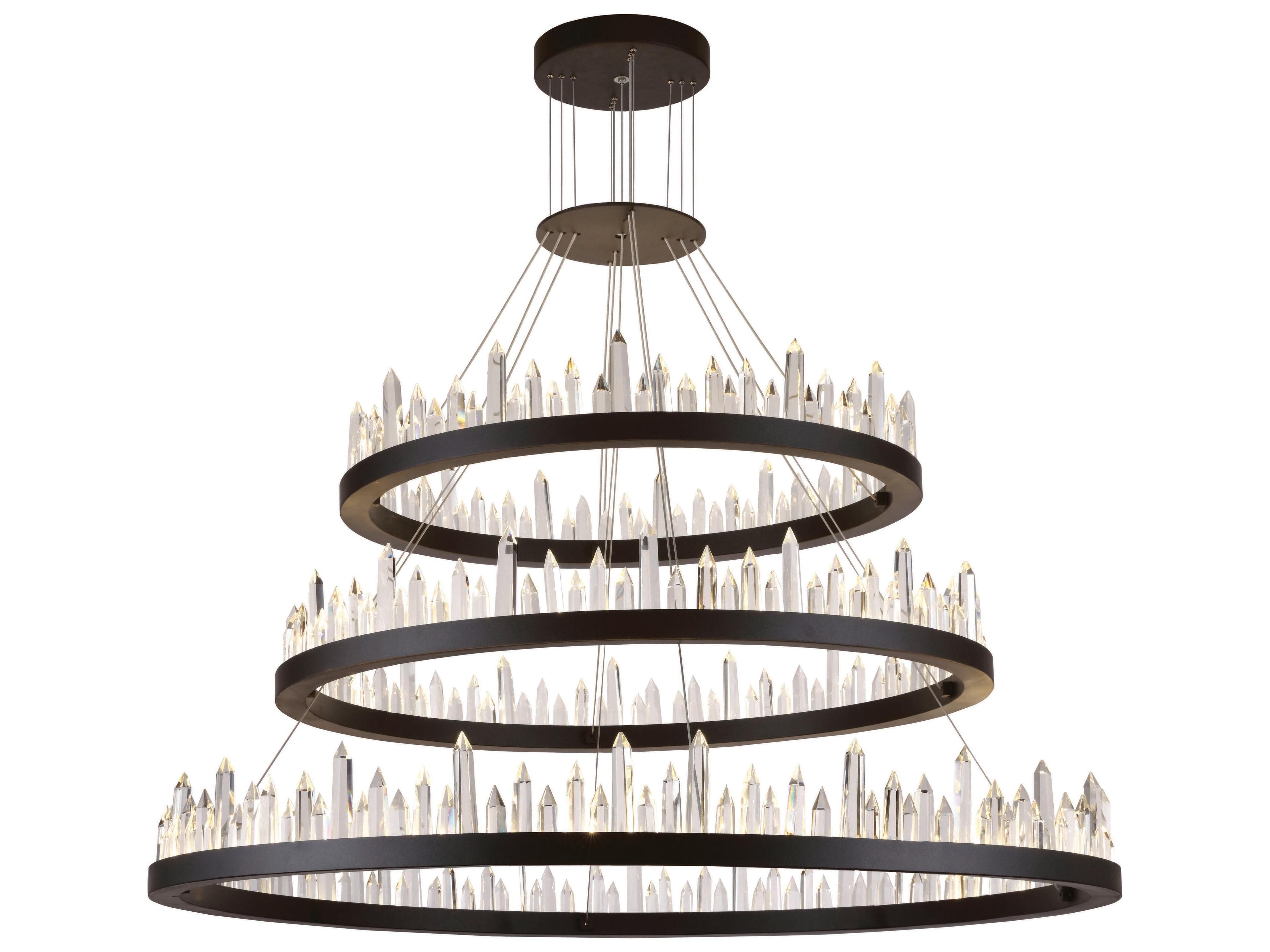Malta 128-Light Satin Dark Grey Crystal LED Drum Tiered Chandelier