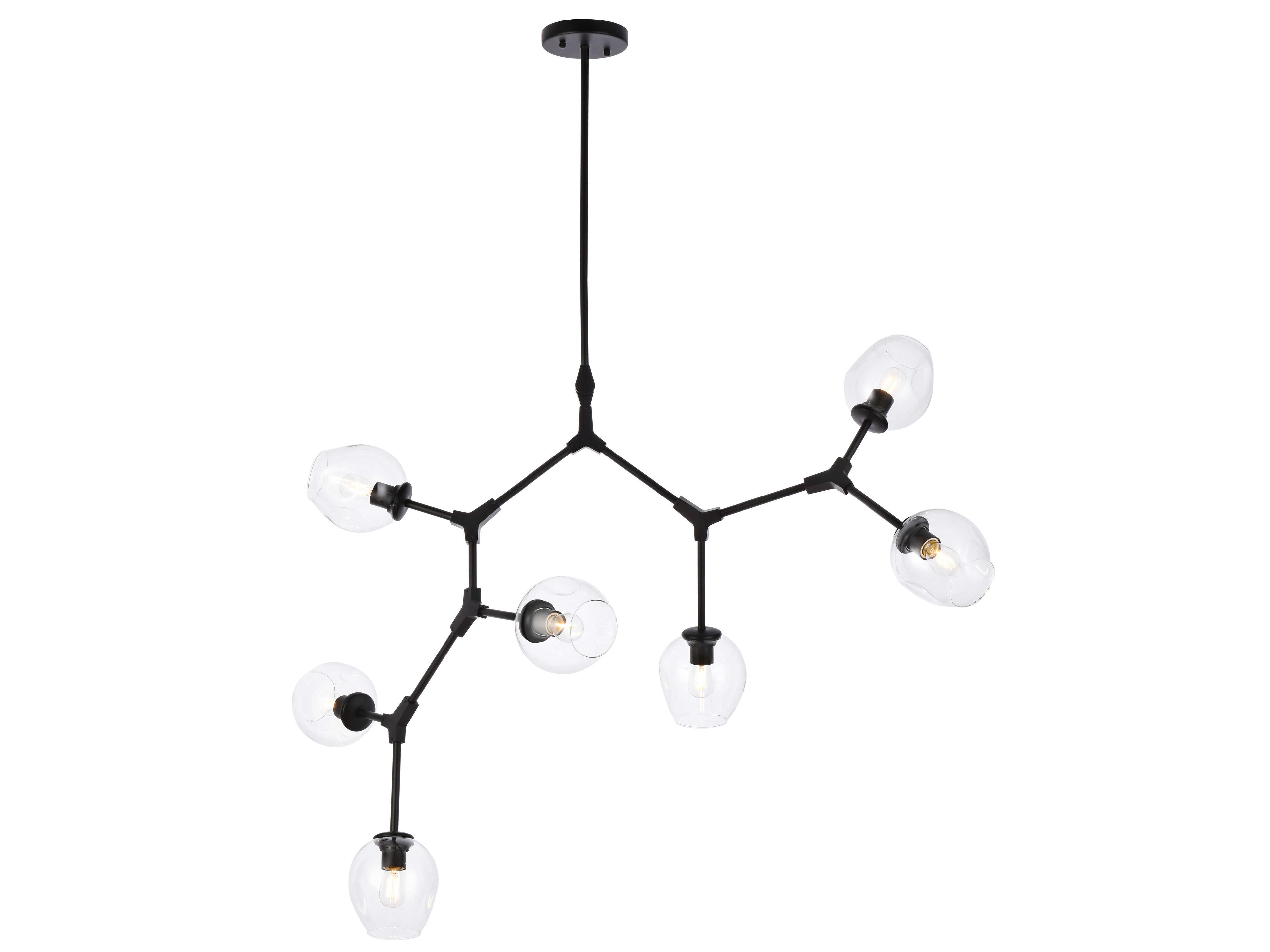 Cavoli 7-Light Black And Clear Glass Island Pendant