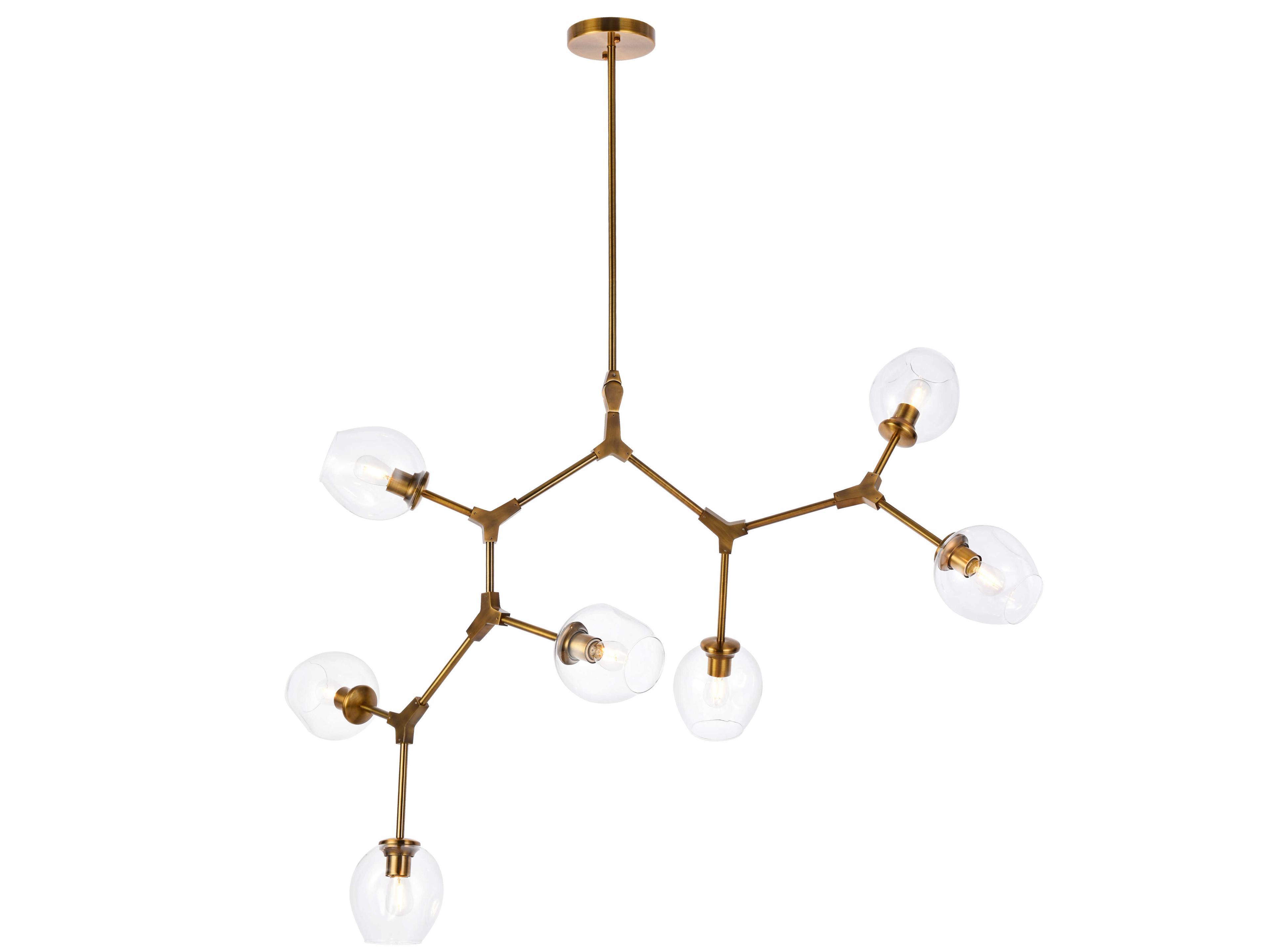 Cavoli 7-Light Brass And Clear Glass Island Pendant
