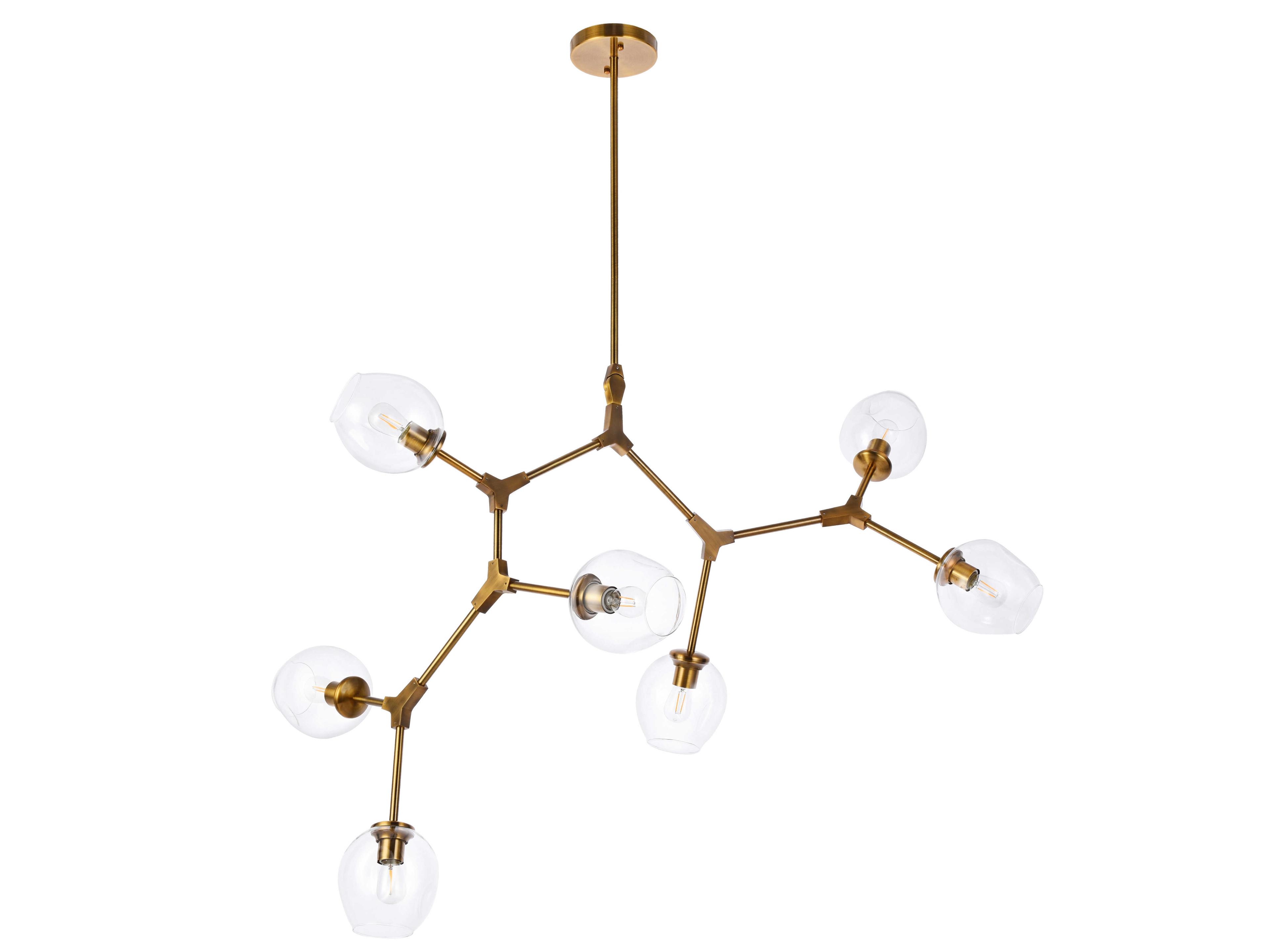 Elegant Lighting Cavoli 7-Light Brass And Clear Glass Island Pendant