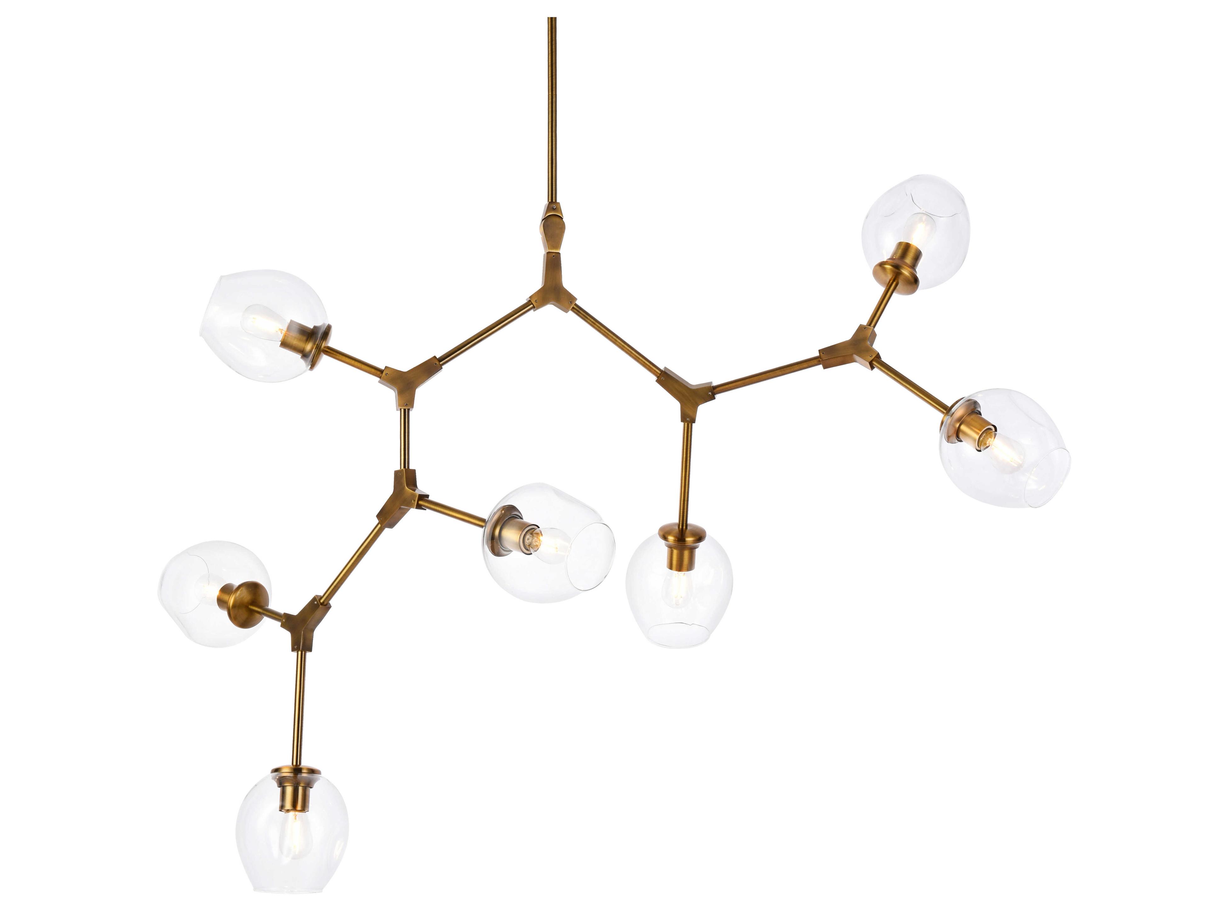 Elegant Lighting Cavoli 7-Light Brass And Clear Glass Island Pendant
