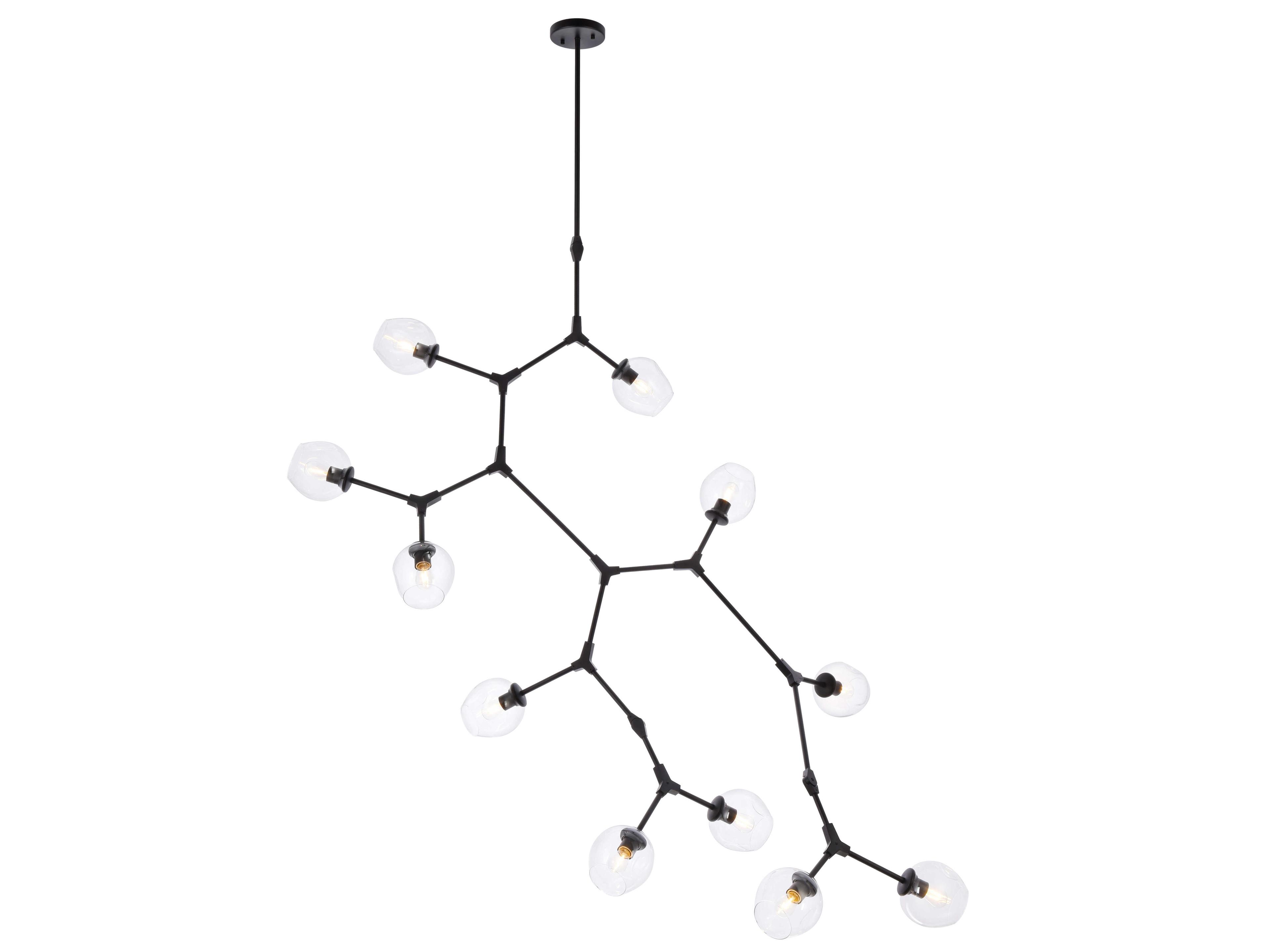 Cavoli 11-Light Black And Clear Glass Island Pendant