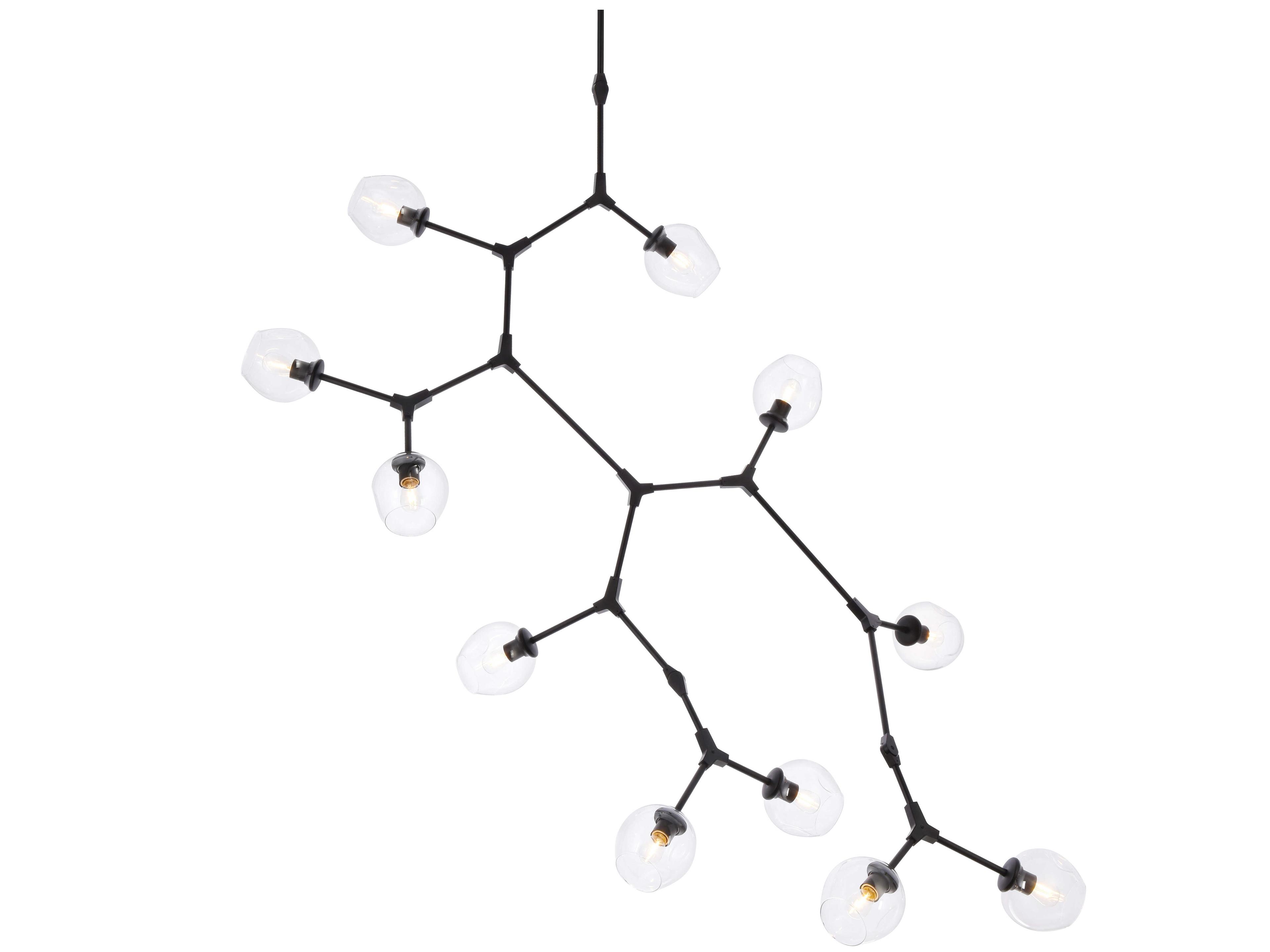 Elegant Lighting Cavoli 11-Light Black And Clear Glass Island Pendant