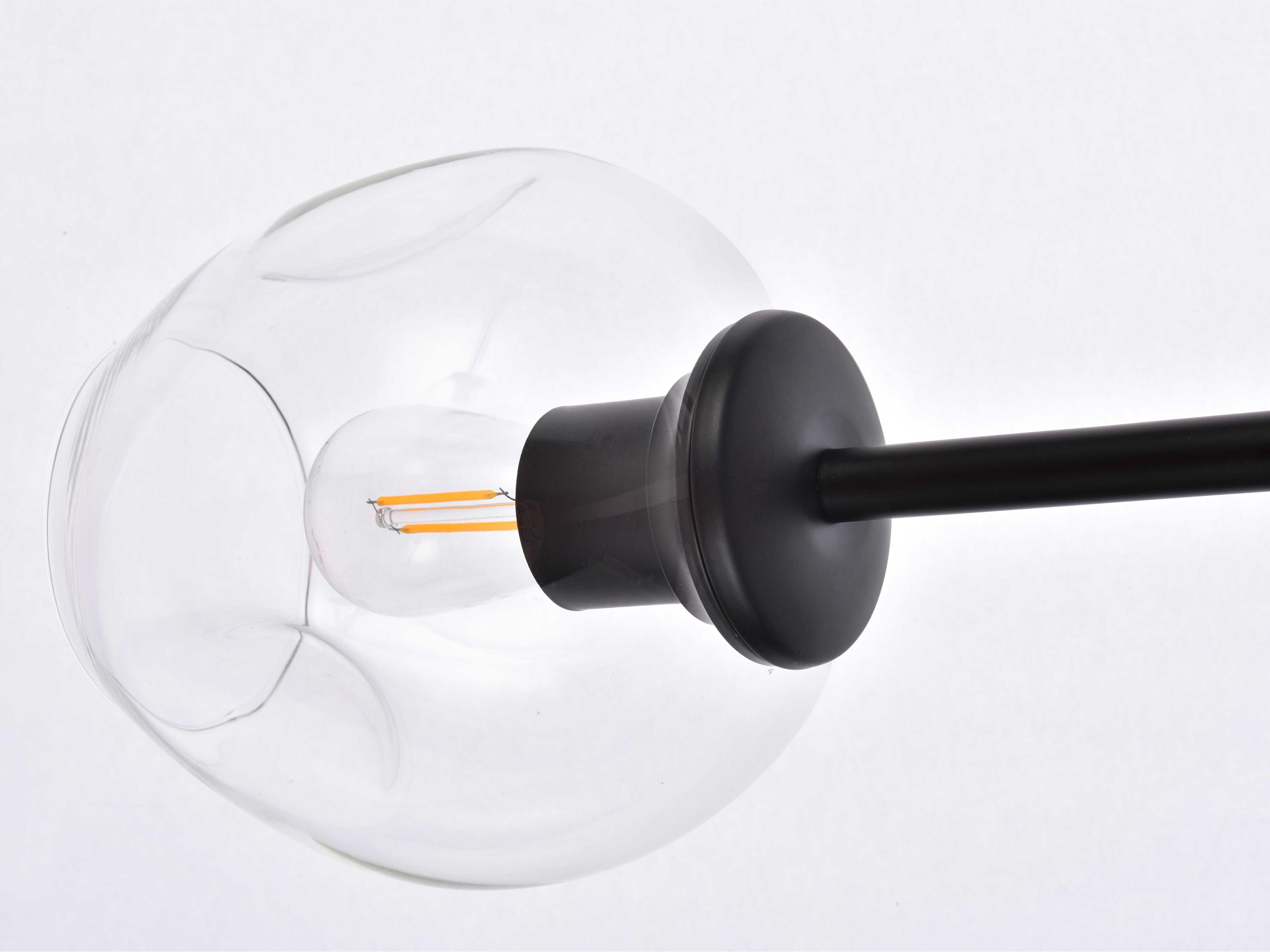 Elegant Lighting Cavoli 11-Light Black And Clear Glass Island Pendant