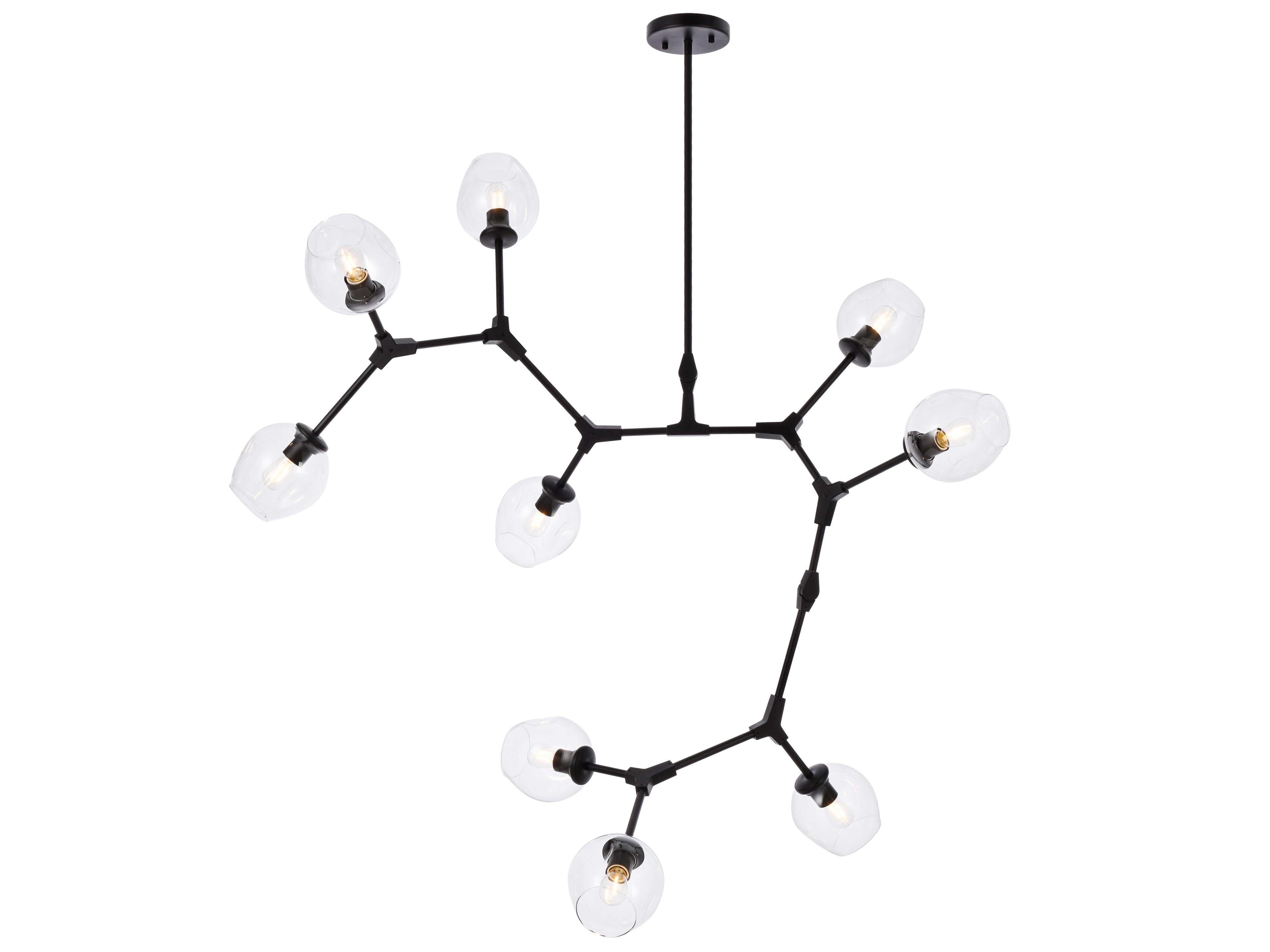 Cavoli 9-Light Black And Clear Glass Island Pendant