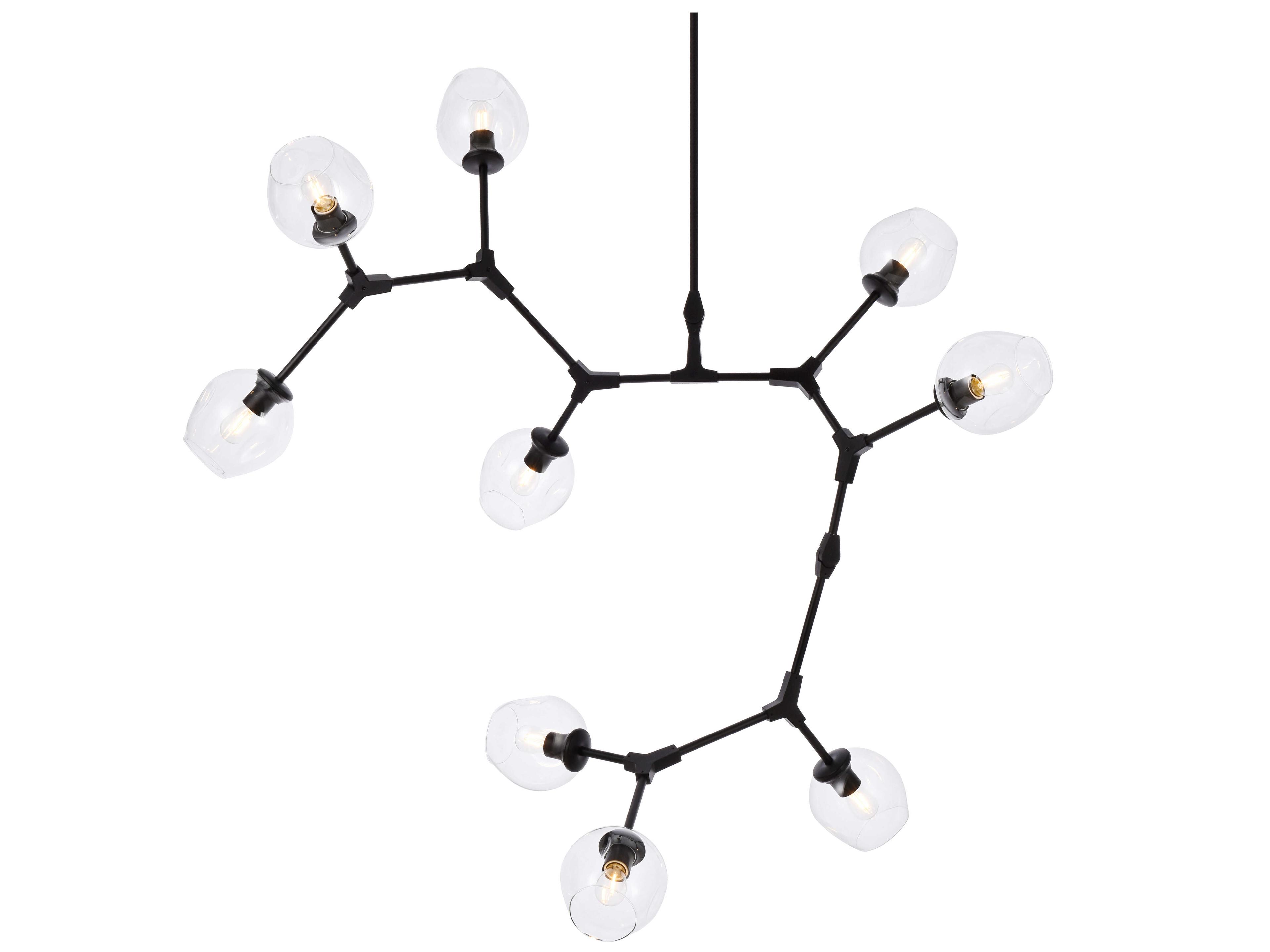 Elegant Lighting Cavoli 9-Light Black And Clear Glass Island Pendant