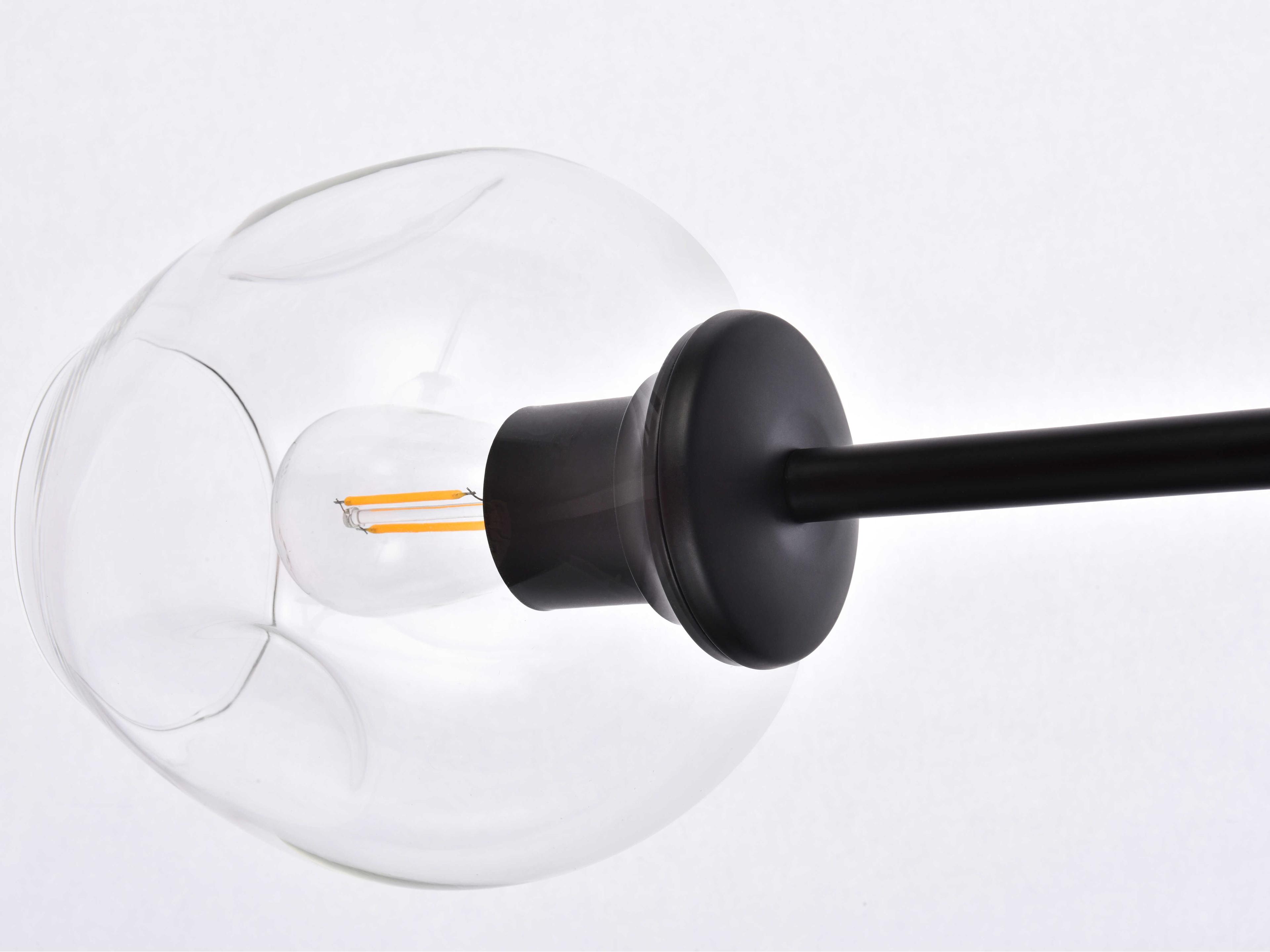 Elegant Lighting Cavoli 9-Light Black And Clear Glass Island Pendant