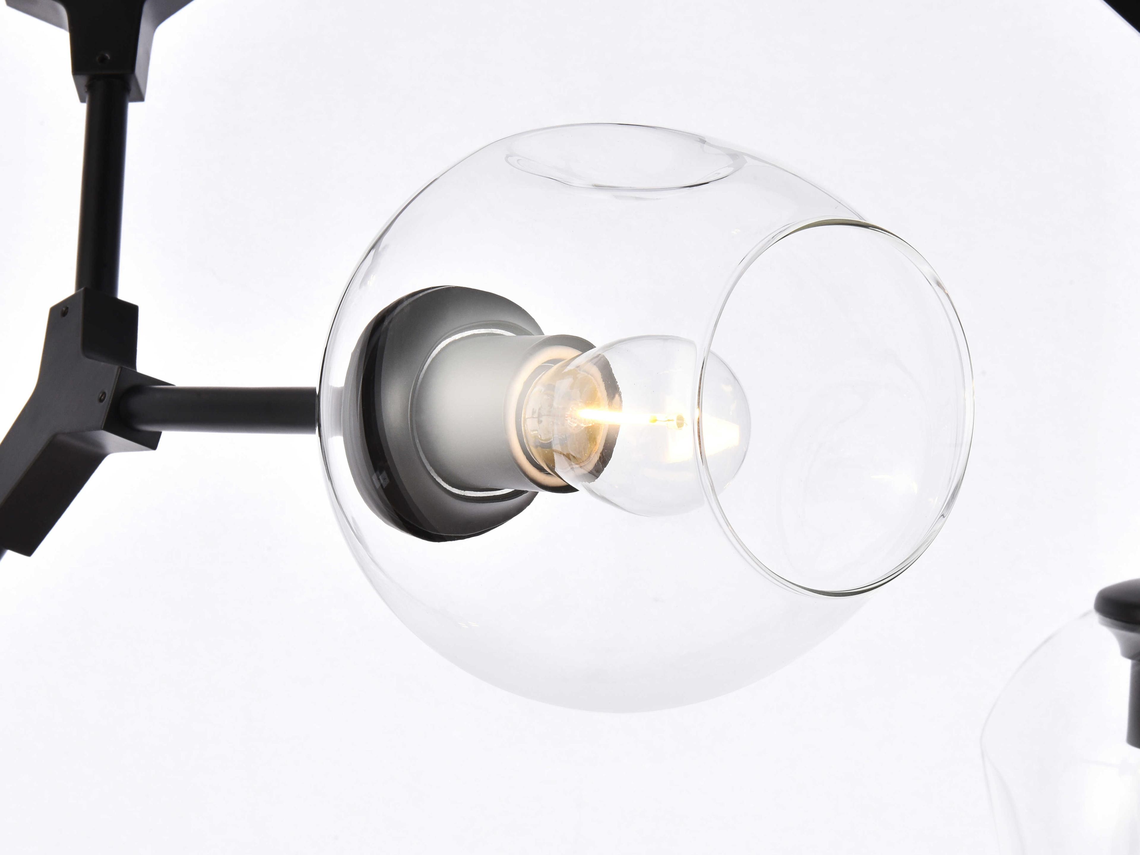 Elegant Lighting Cavoli 9-Light Black And Clear Glass Island Pendant