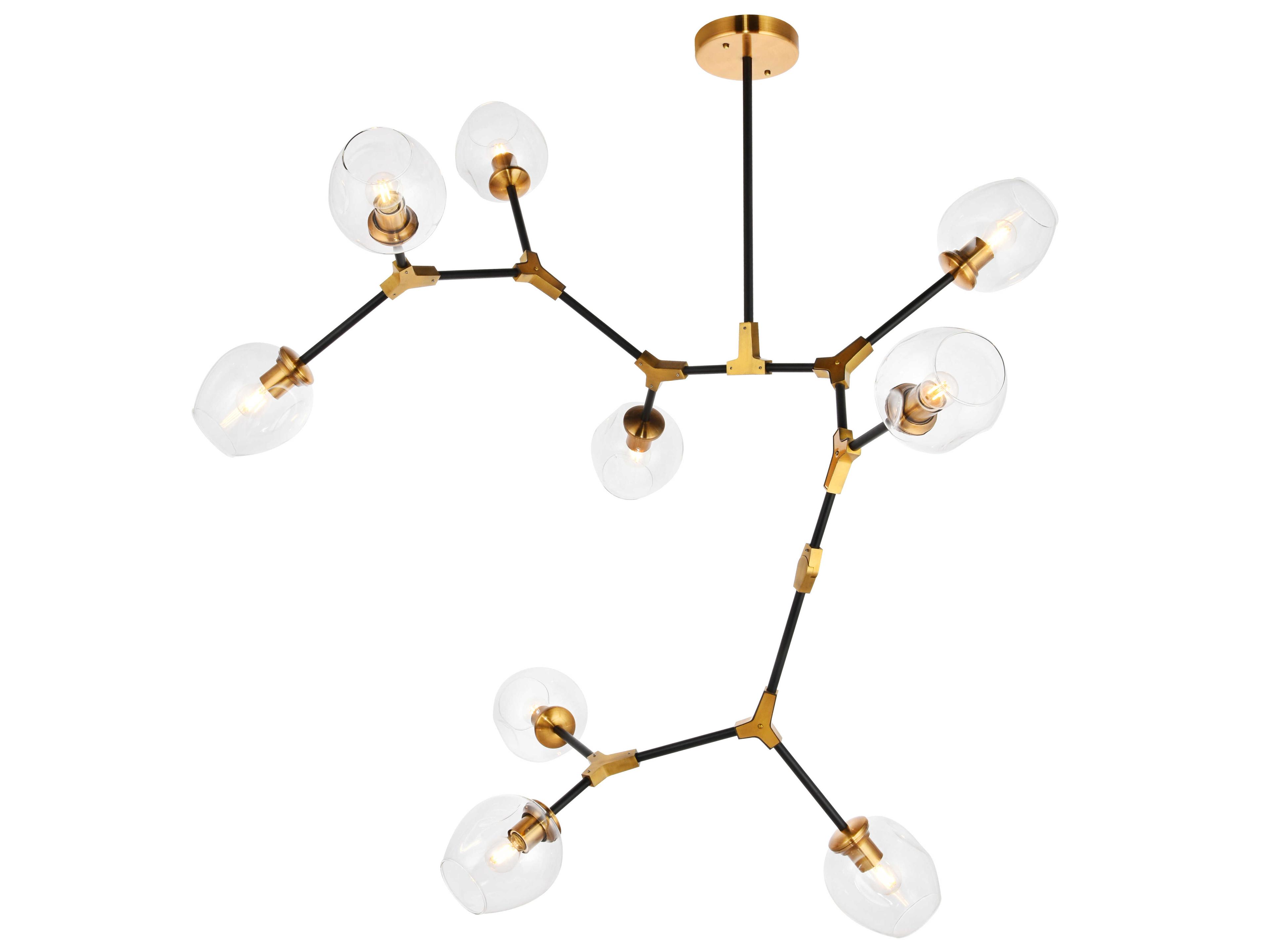 Cavoli 9-Light Light Antique Brass Flat Black Clear Glass Linear Island Pendant