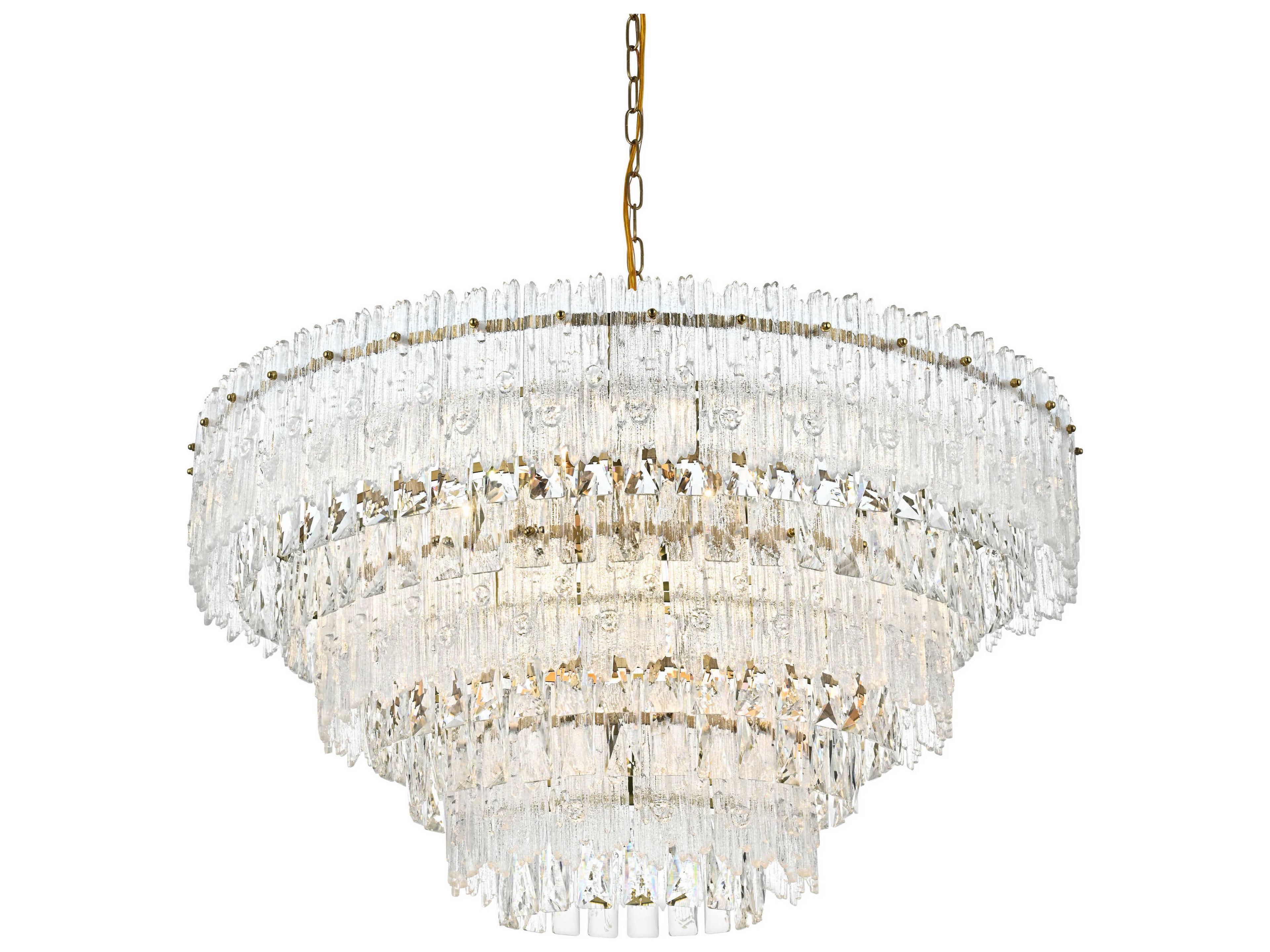 Elegant Lighting Emilia 10-Light Satin Gold Tiered Pendant