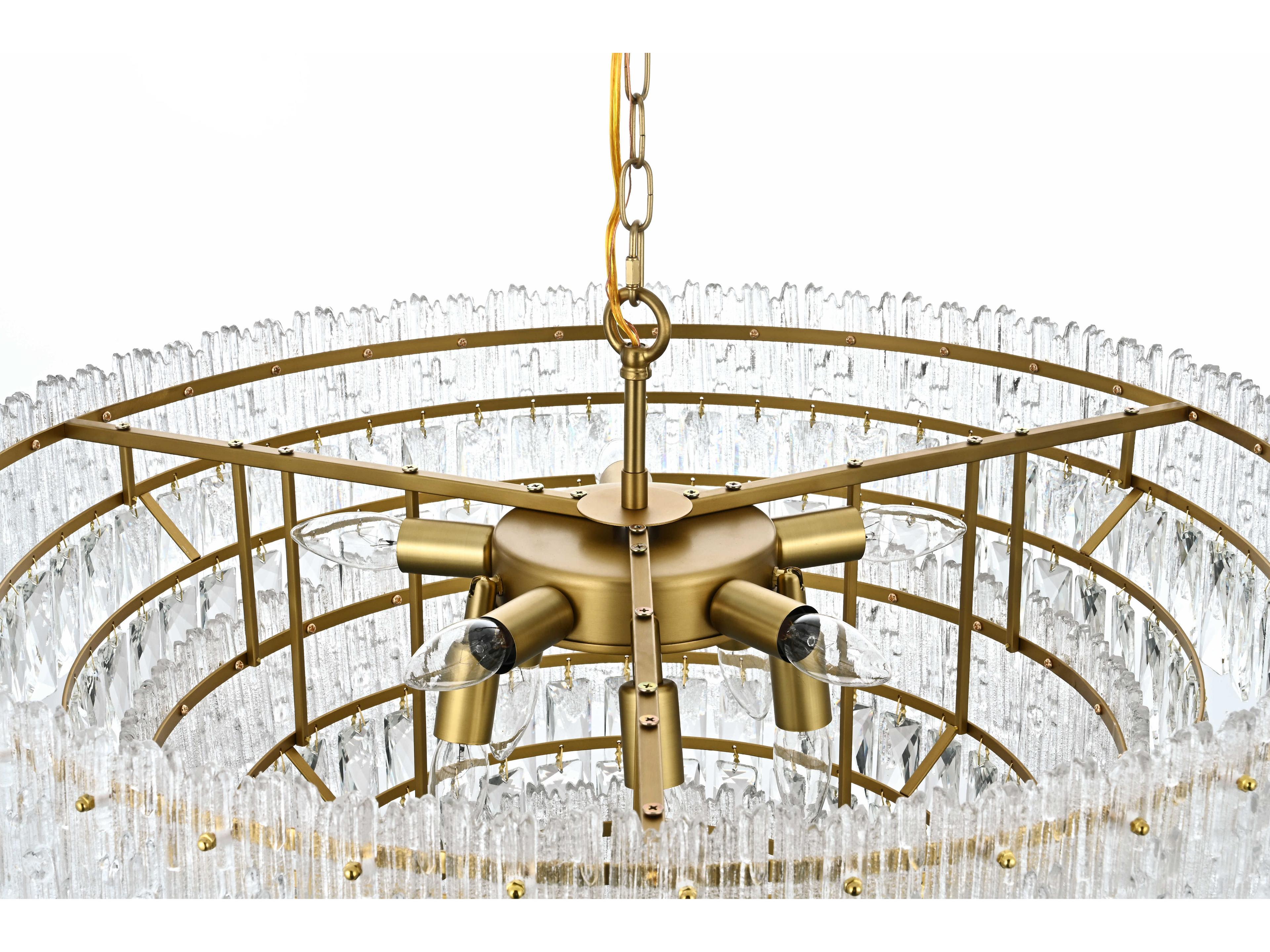 Elegant Lighting Emilia 10-Light Satin Gold Tiered Pendant