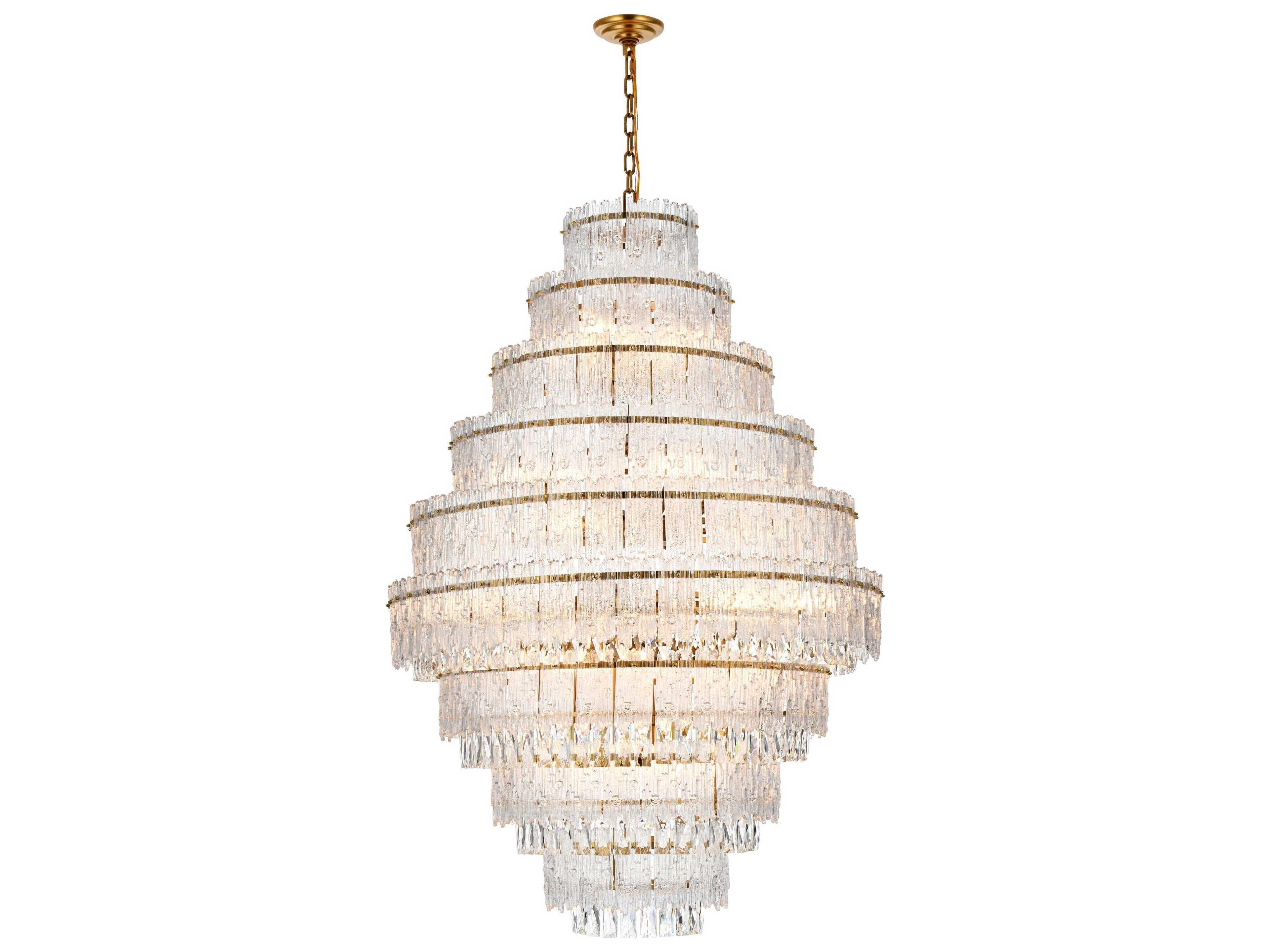 Emilia 27-Light Satin Gold Tiered Chandelier