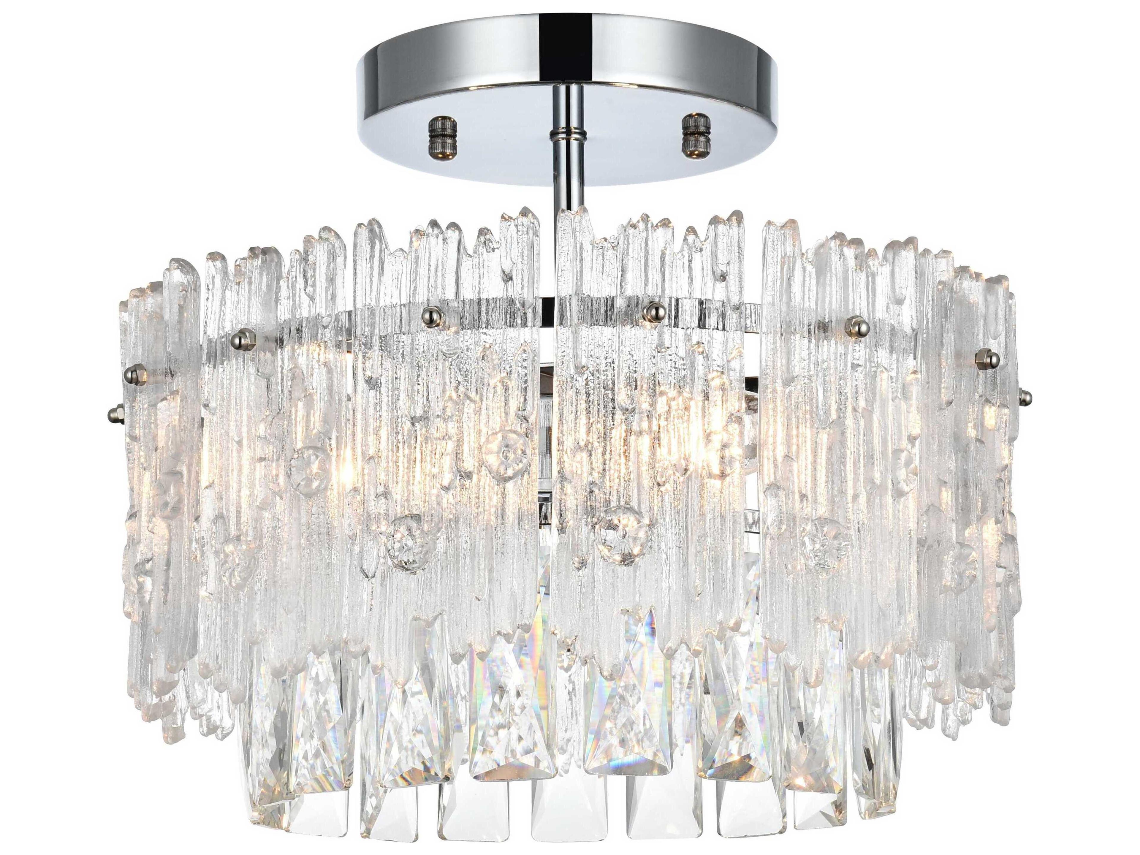 Emilia 3-Light Chrome Tiered Semi Flush Mount