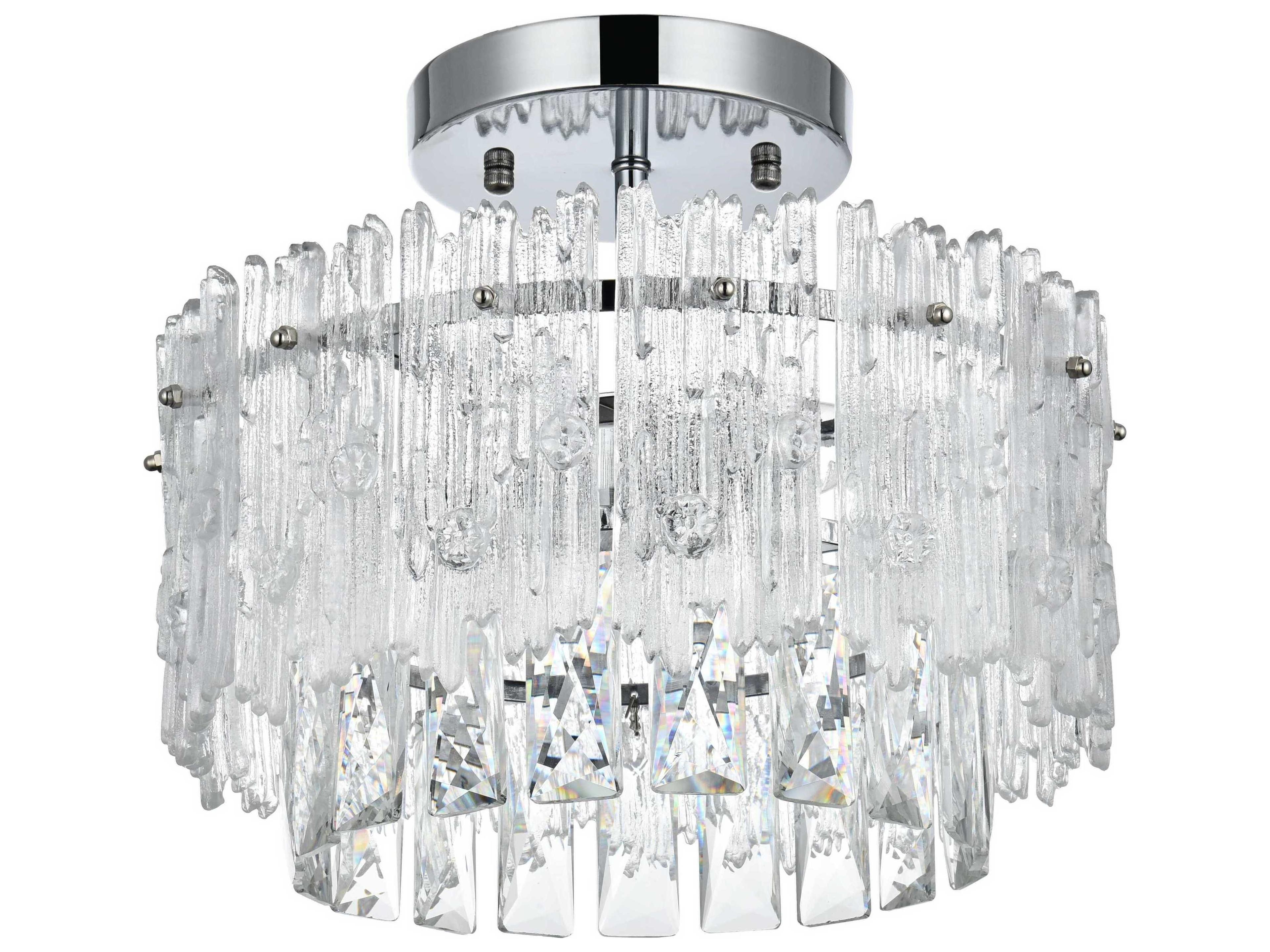 Elegant Lighting Emilia 3-Light Chrome Tiered Semi Flush Mount