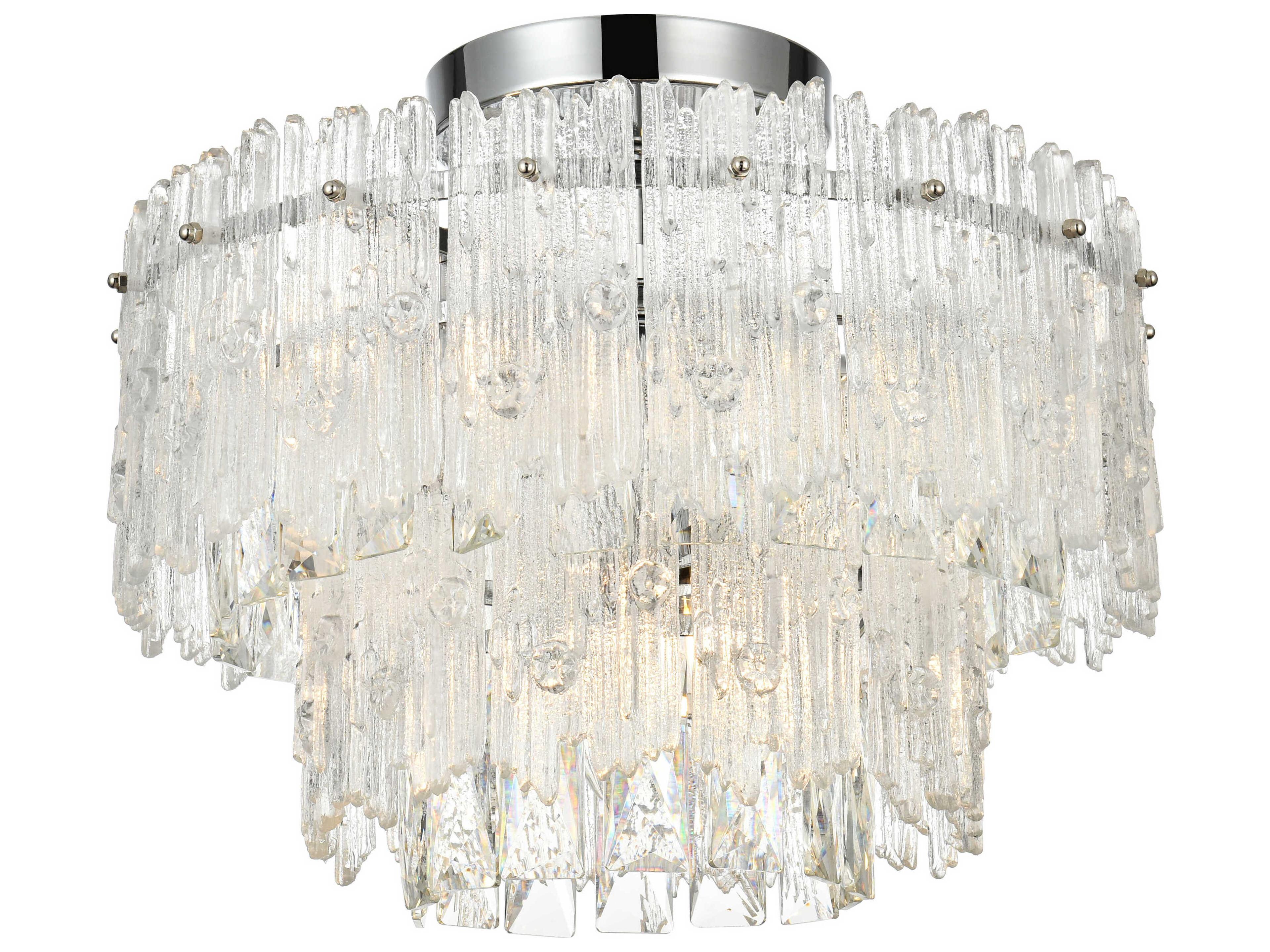 Elegant Lighting Emilia 4-Light Chrome Tiered Semi Flush Mount