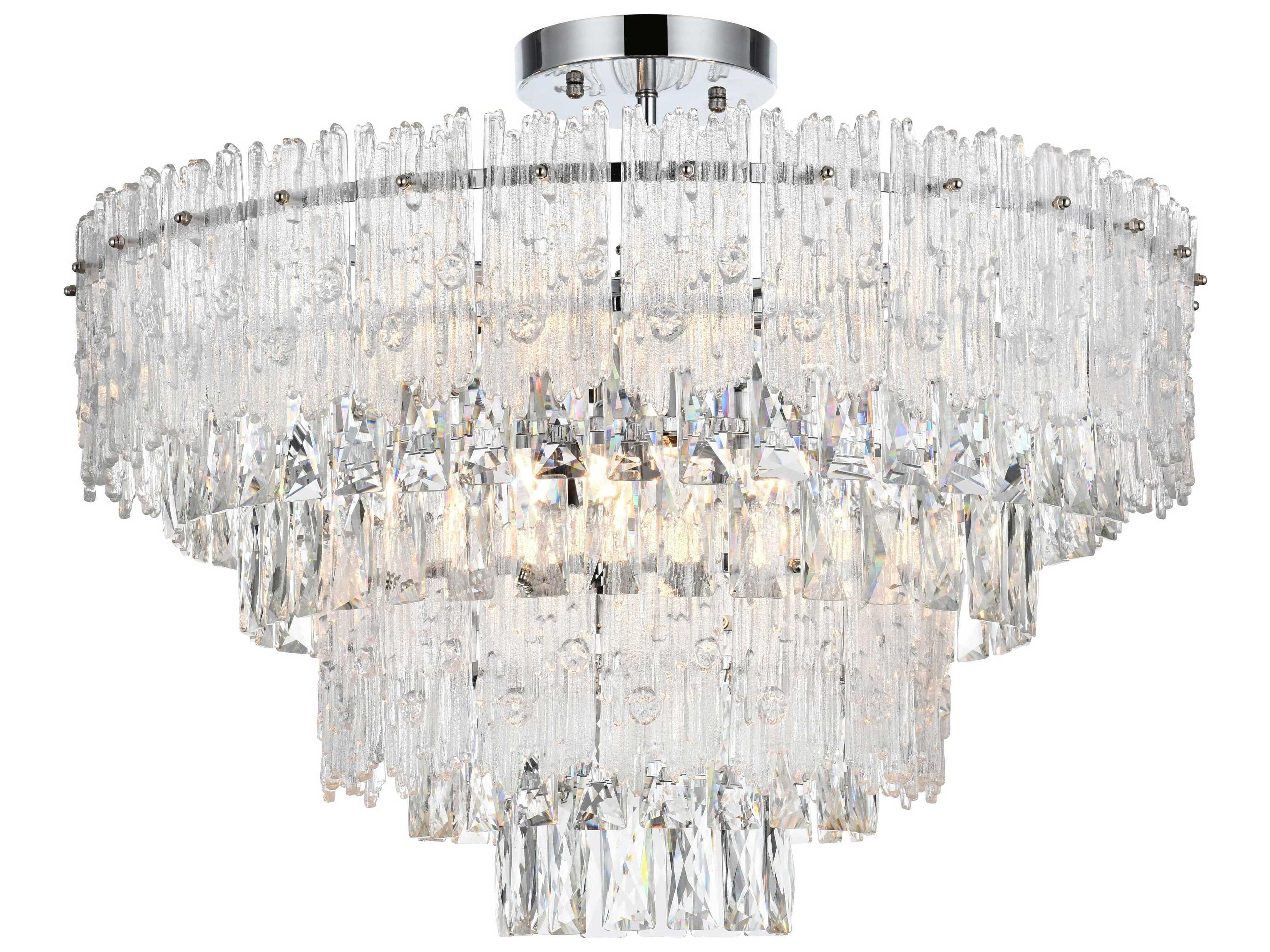 Emilia 8-Light Chrome Tiered Semi Flush Mount