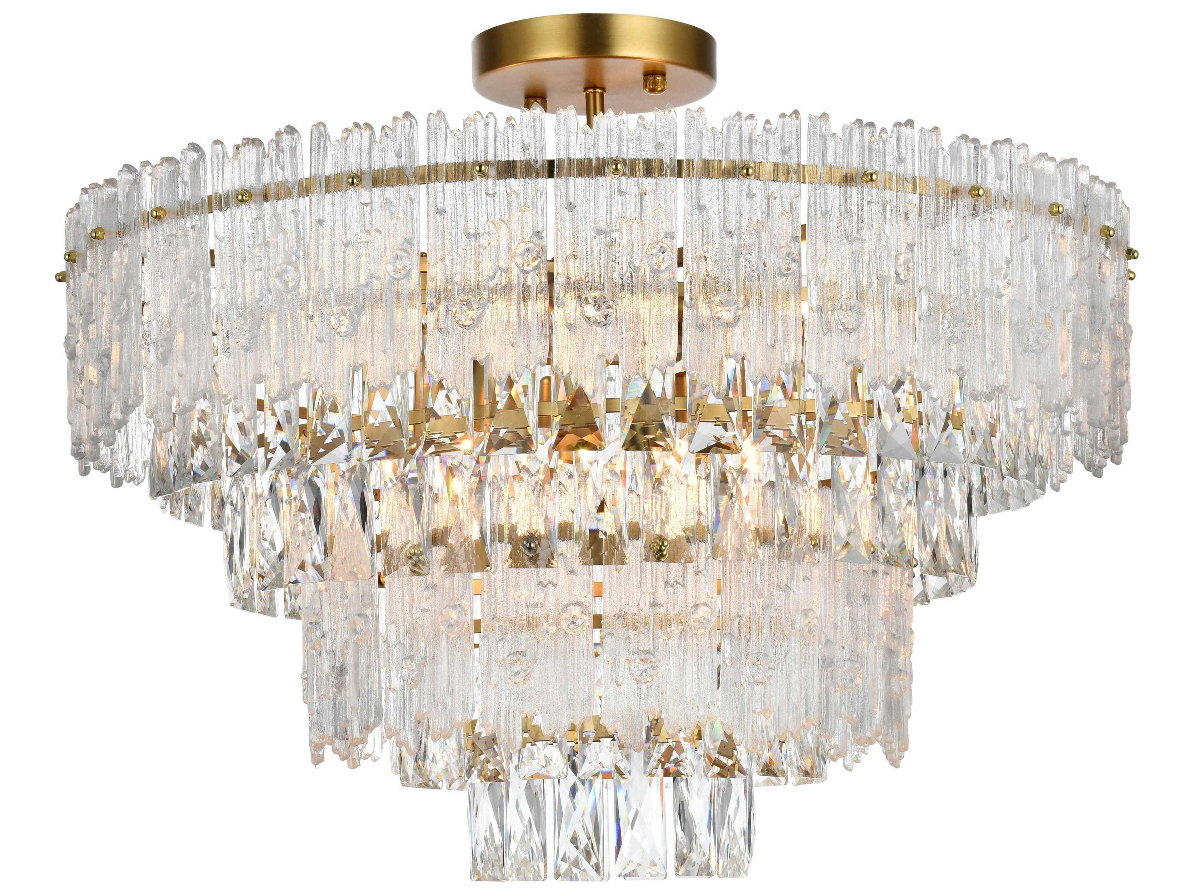 Emilia 8-Light Satin Gold Tiered Semi Flush Mount