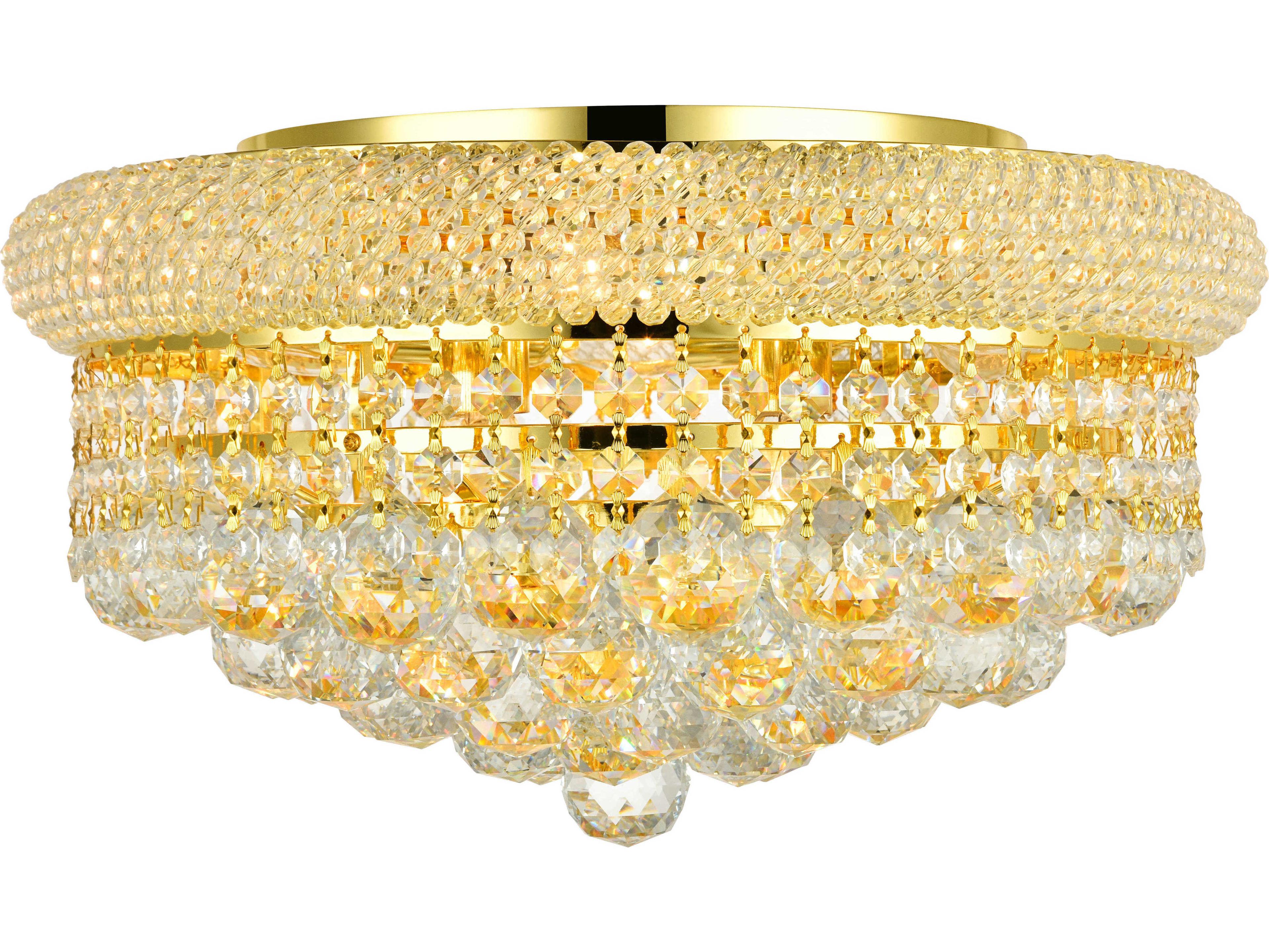 Elegant Lighting Primo Gold Clear Crystal Bowl Flush Mount