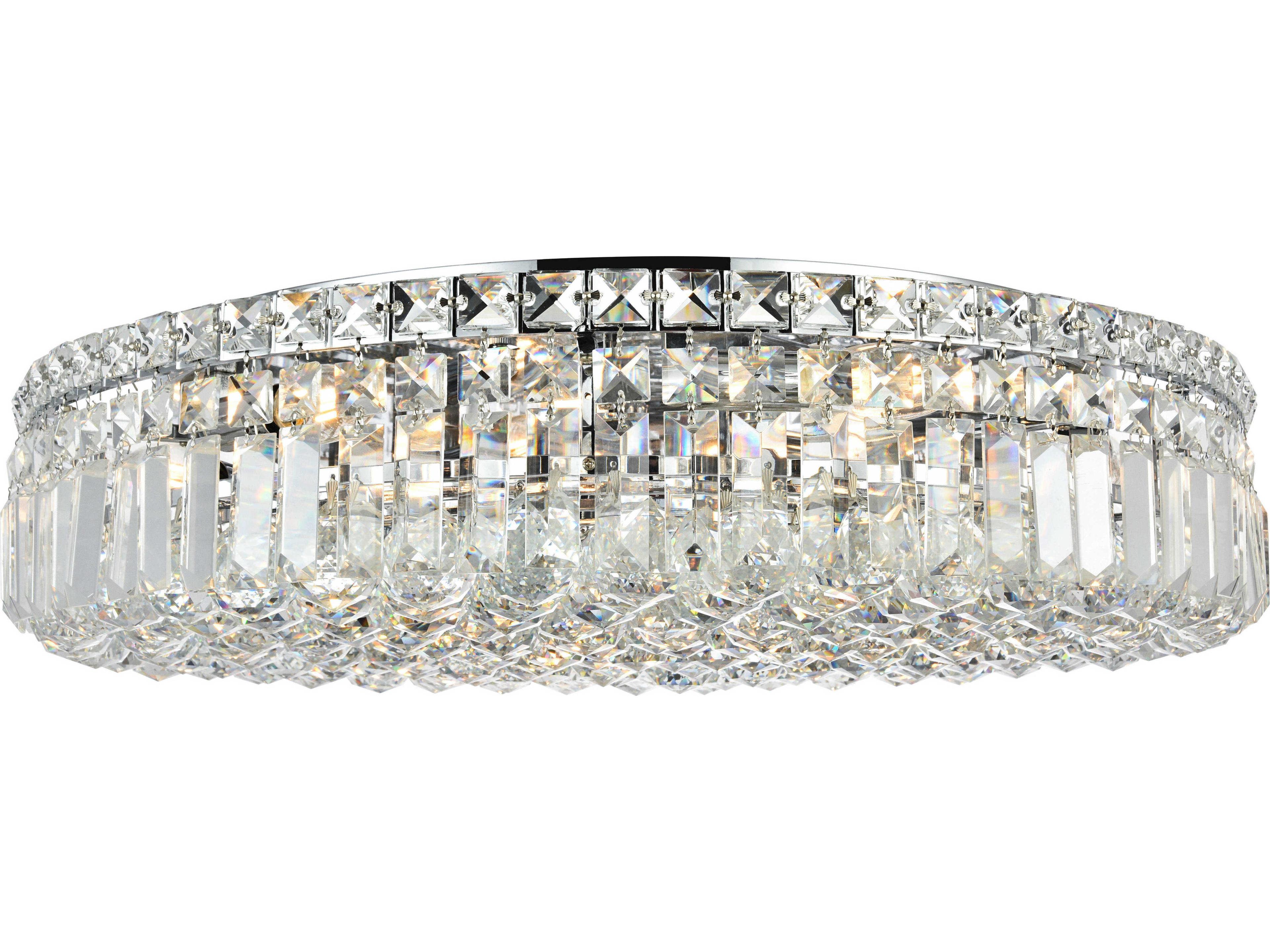 Elegant Lighting Maxime Chrome Clear Crystal Drum Flush Mount