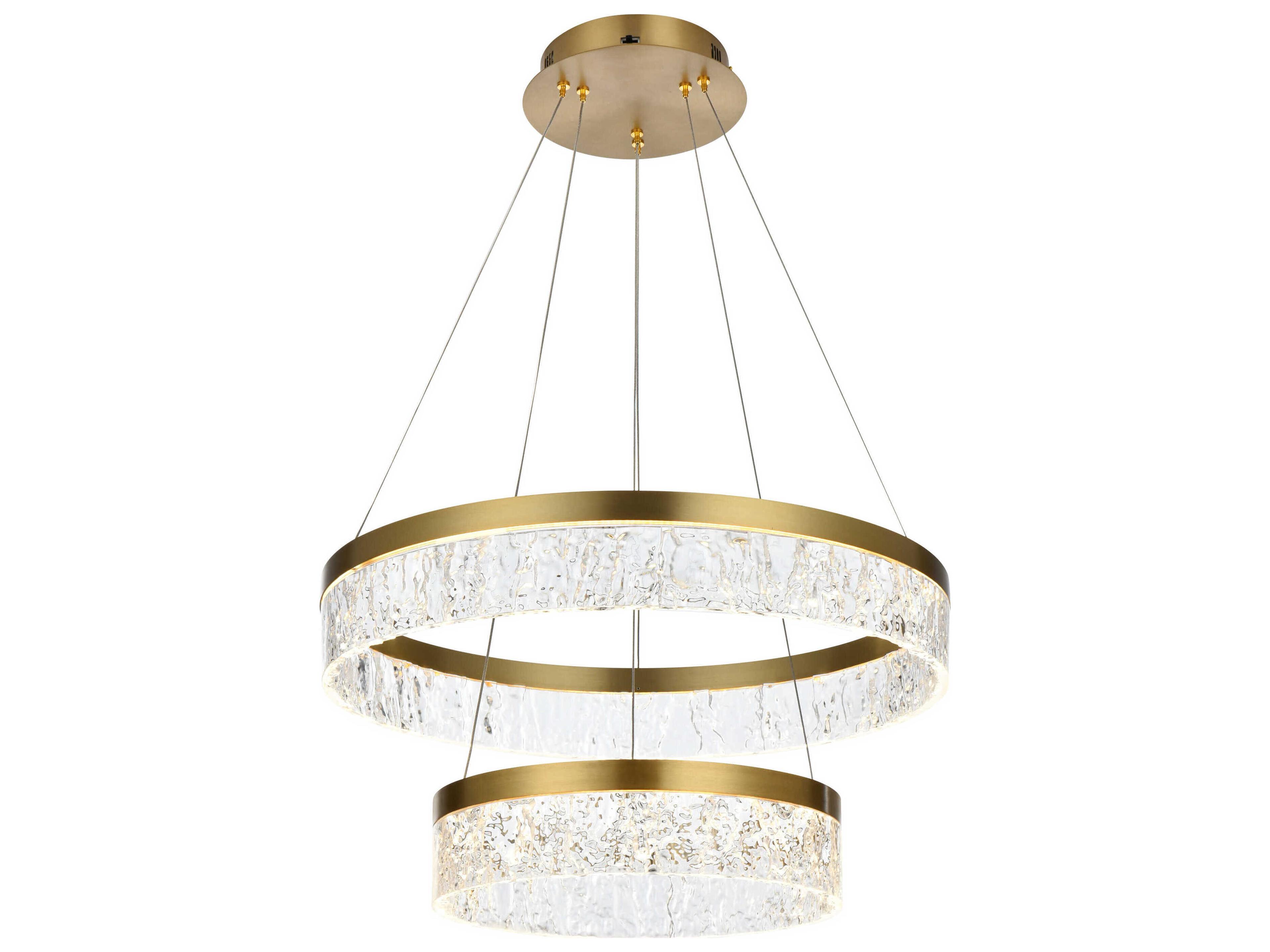 Elegant Lighting Linden 2-Light Satin Gold Tiered Pendant