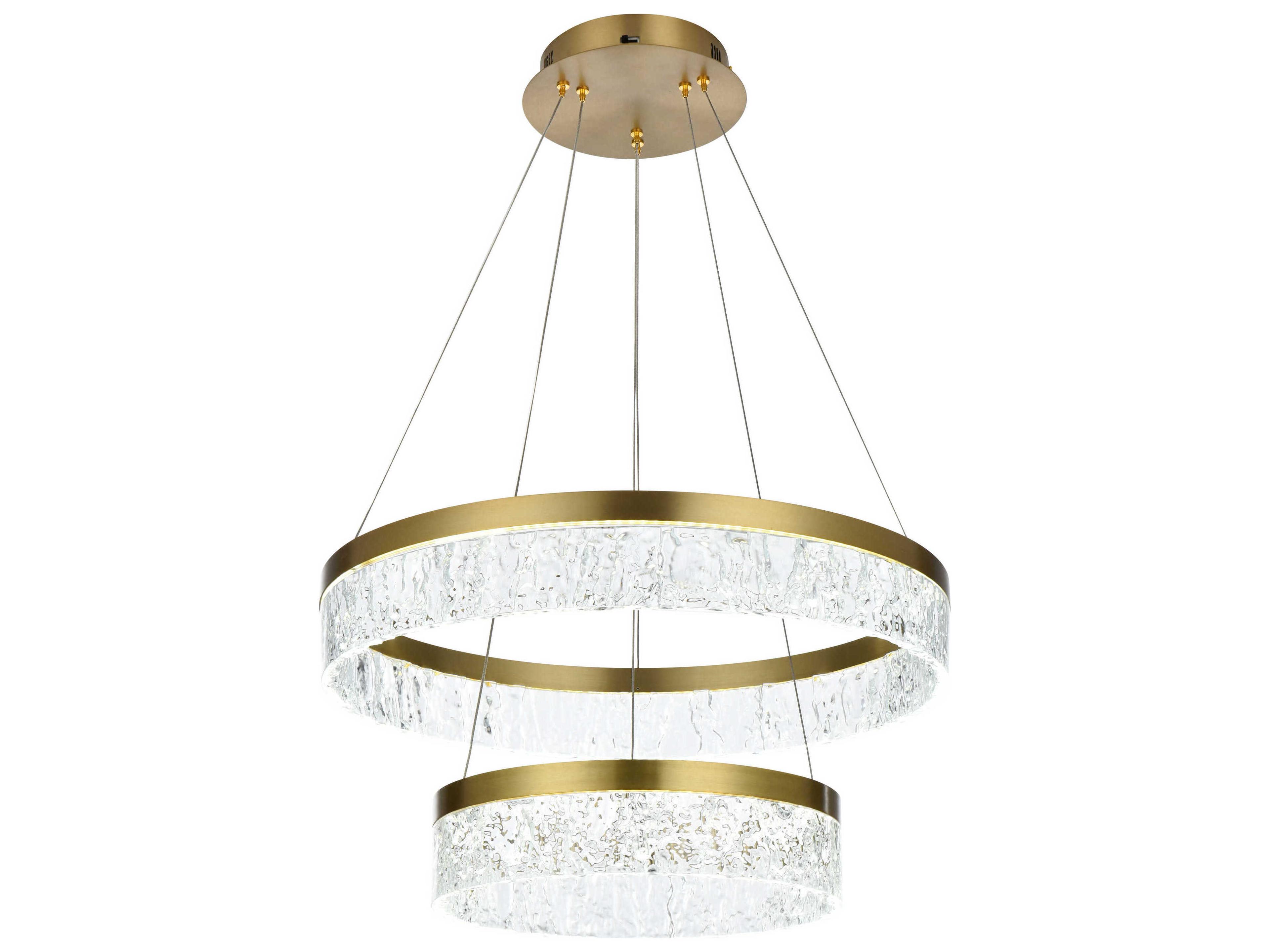 Elegant Lighting Linden 2-Light Satin Gold Tiered Pendant