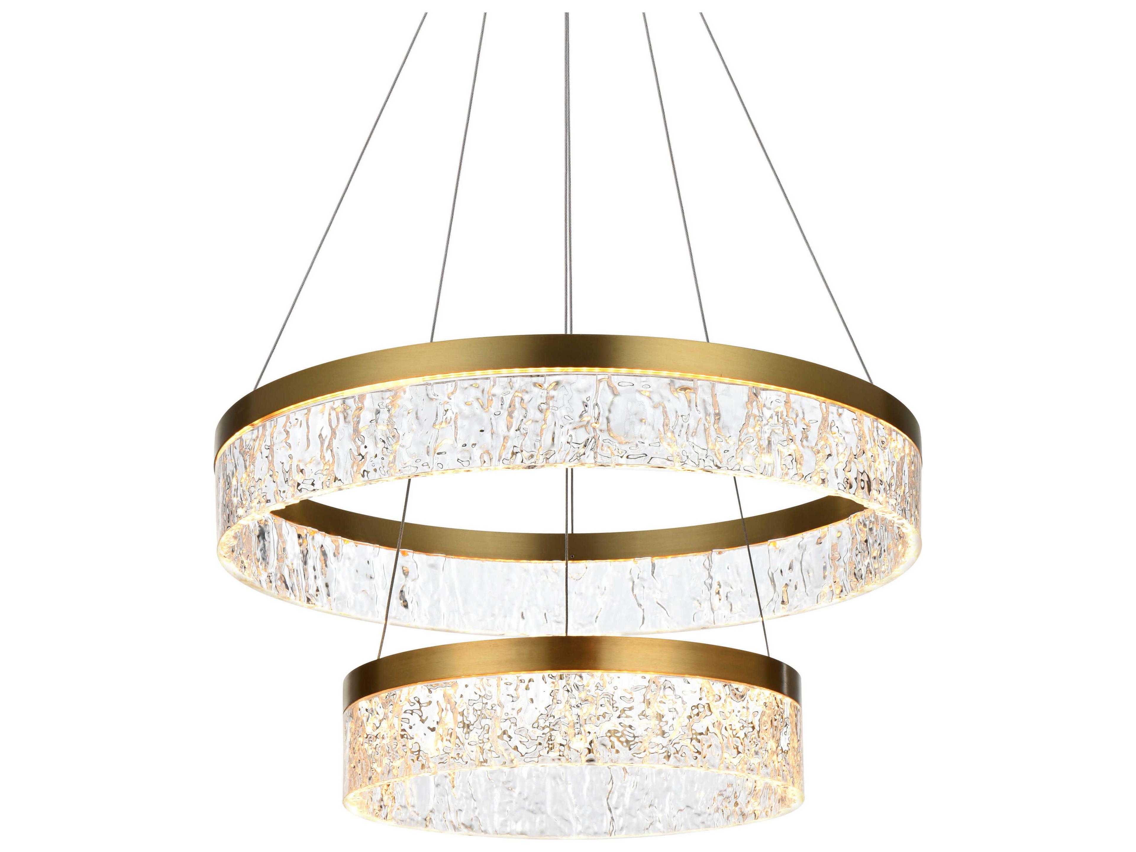 Elegant Lighting Linden 2-Light Satin Gold Tiered Pendant