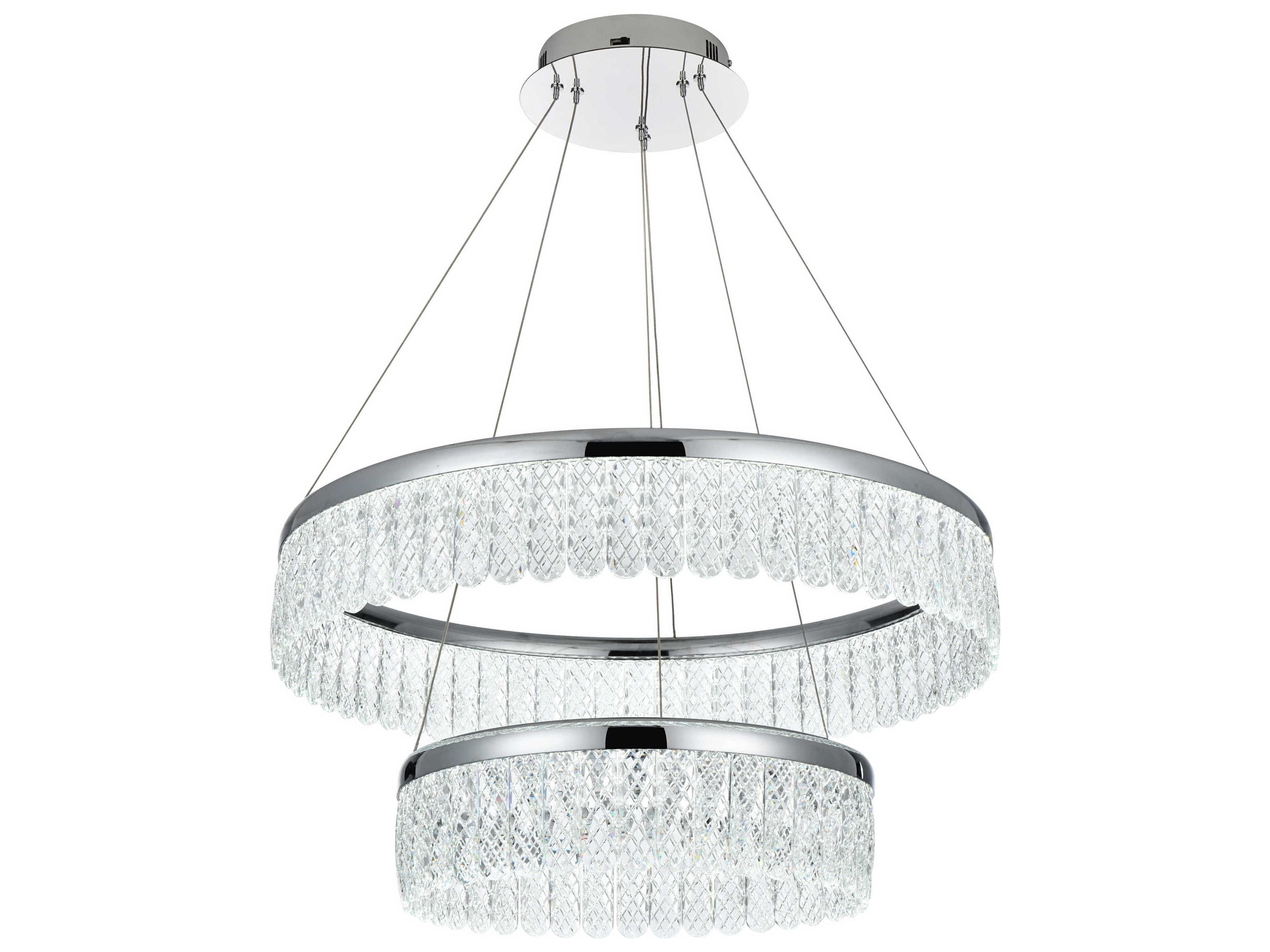 Elegant Lighting Rune 2-Light Chrome Tiered Pendant