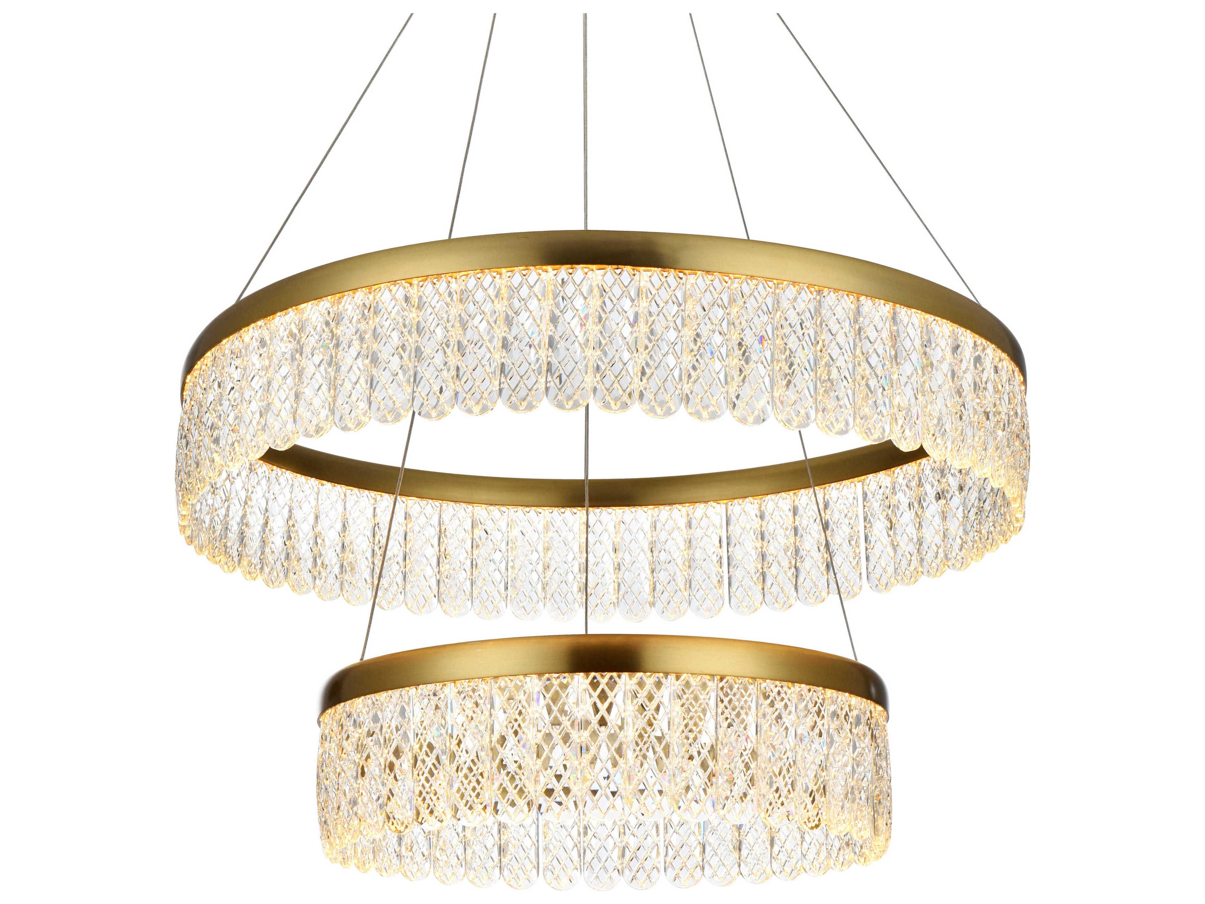 Elegant Lighting Rune 2-Light Satin Gold Tiered Pendant