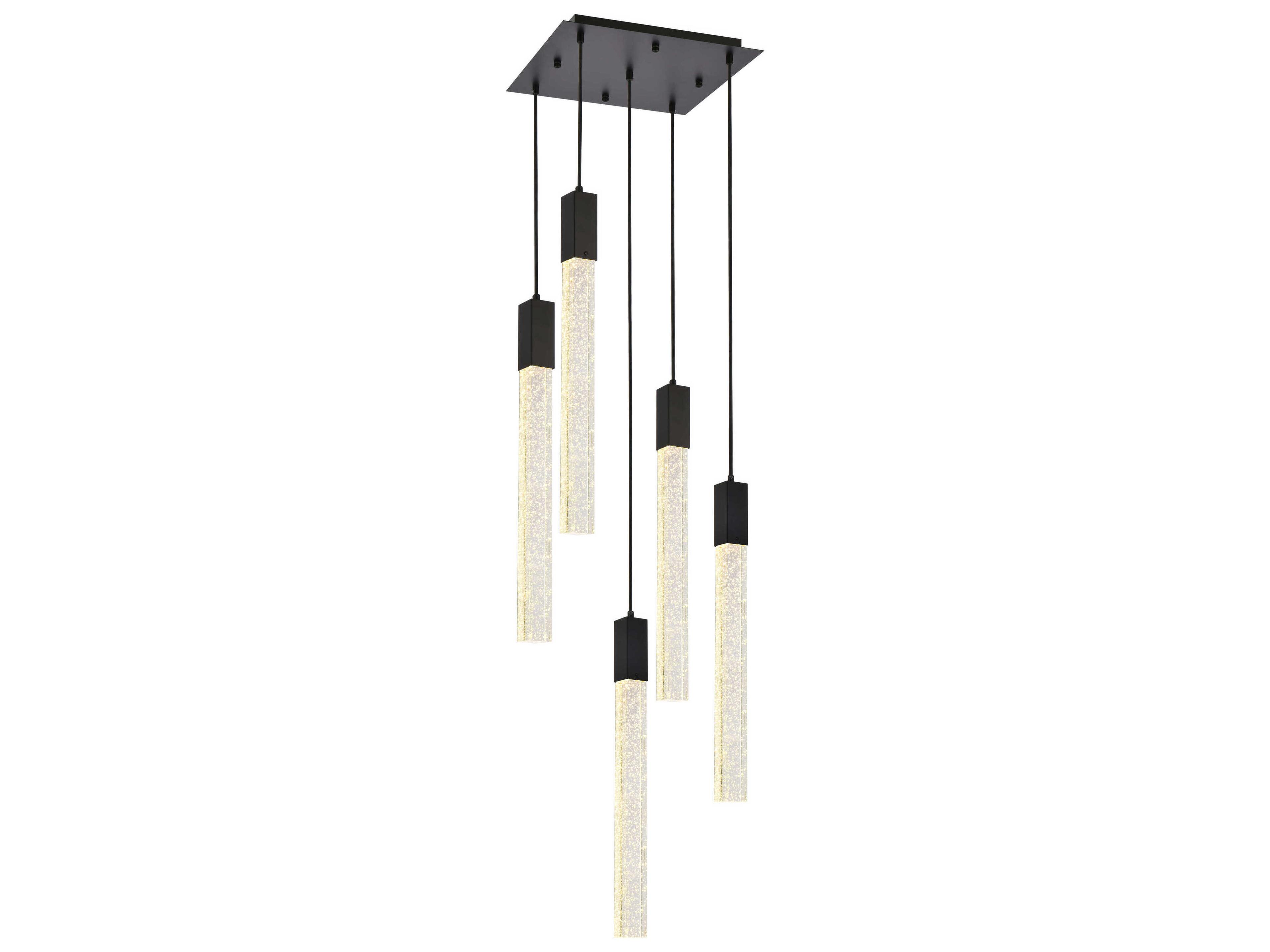 Weston 5-Light Black Crystal LED Cylinder Pendant