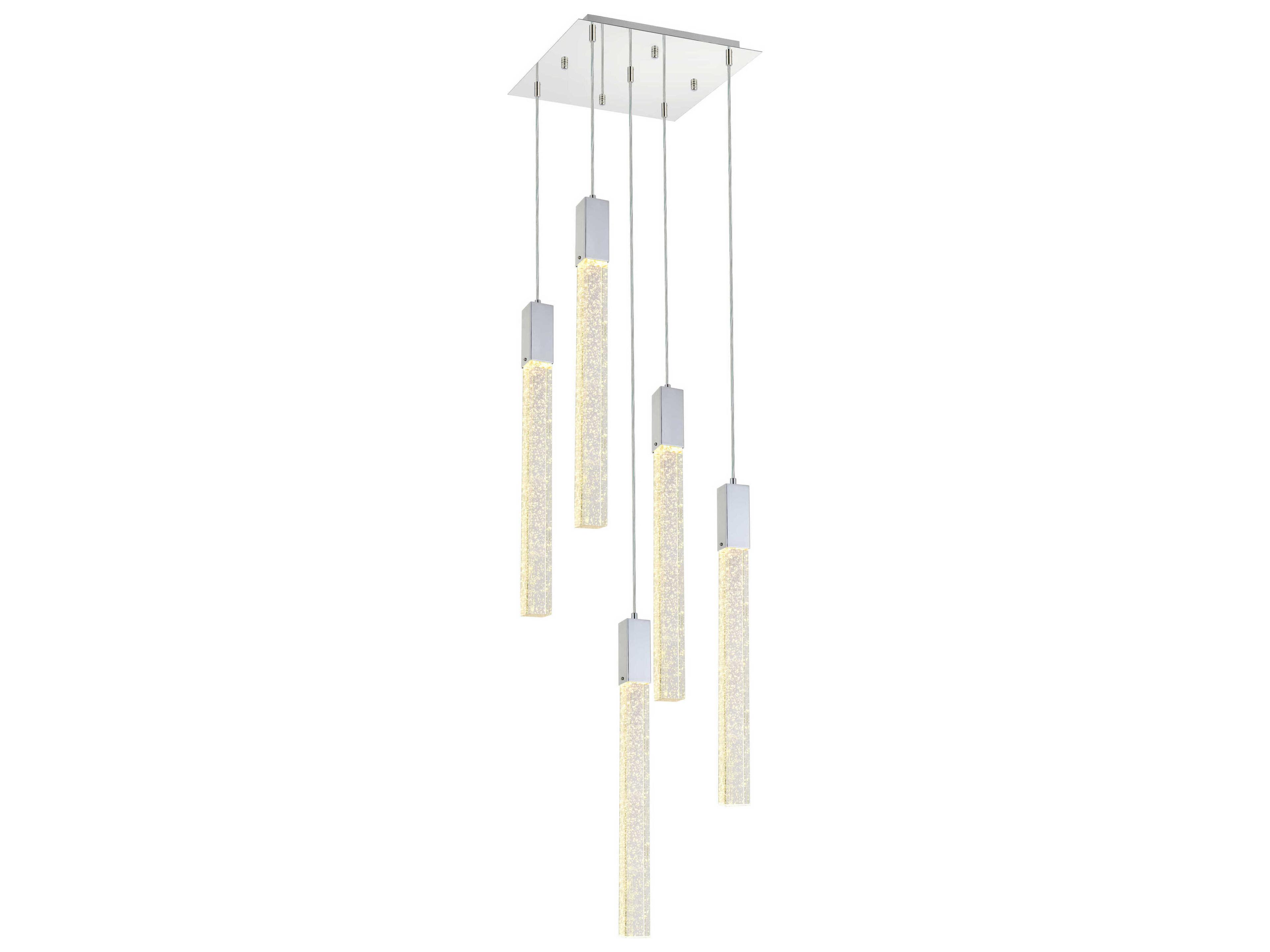 Weston 5-Light Chrome Crystal LED Cylinder Pendant