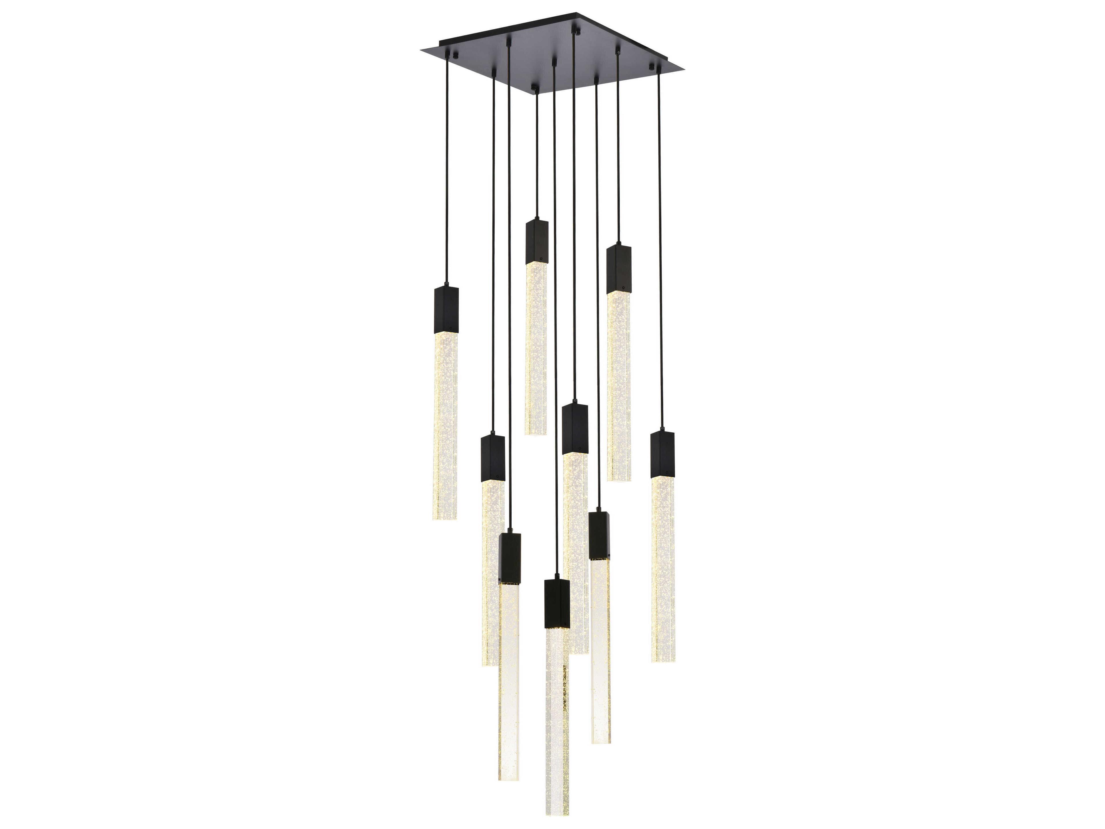 Weston 9-Light Black Crystal LED Cylinder Pendant
