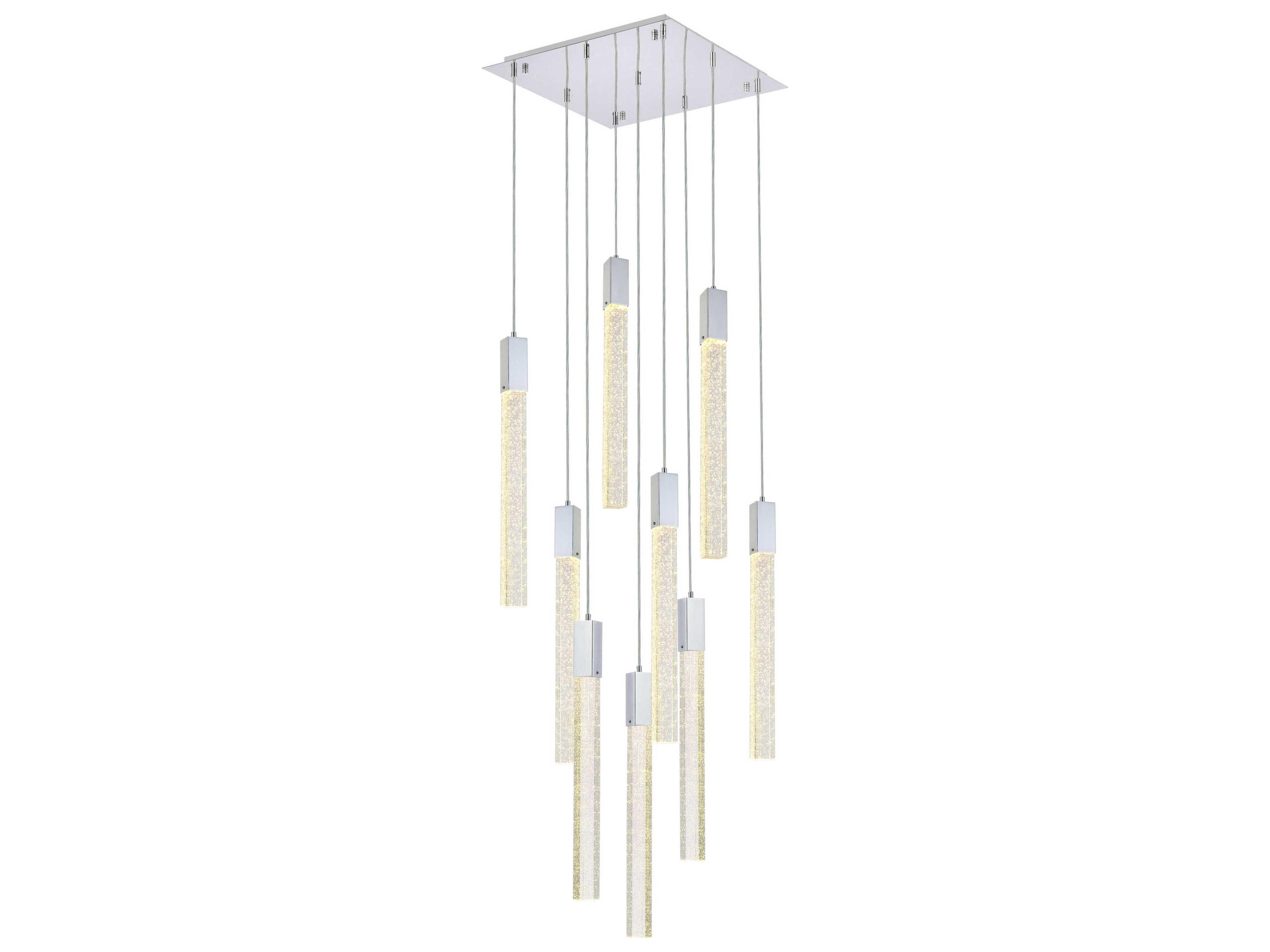 Weston 9-Light Chrome Crystal LED Cylinder Pendant