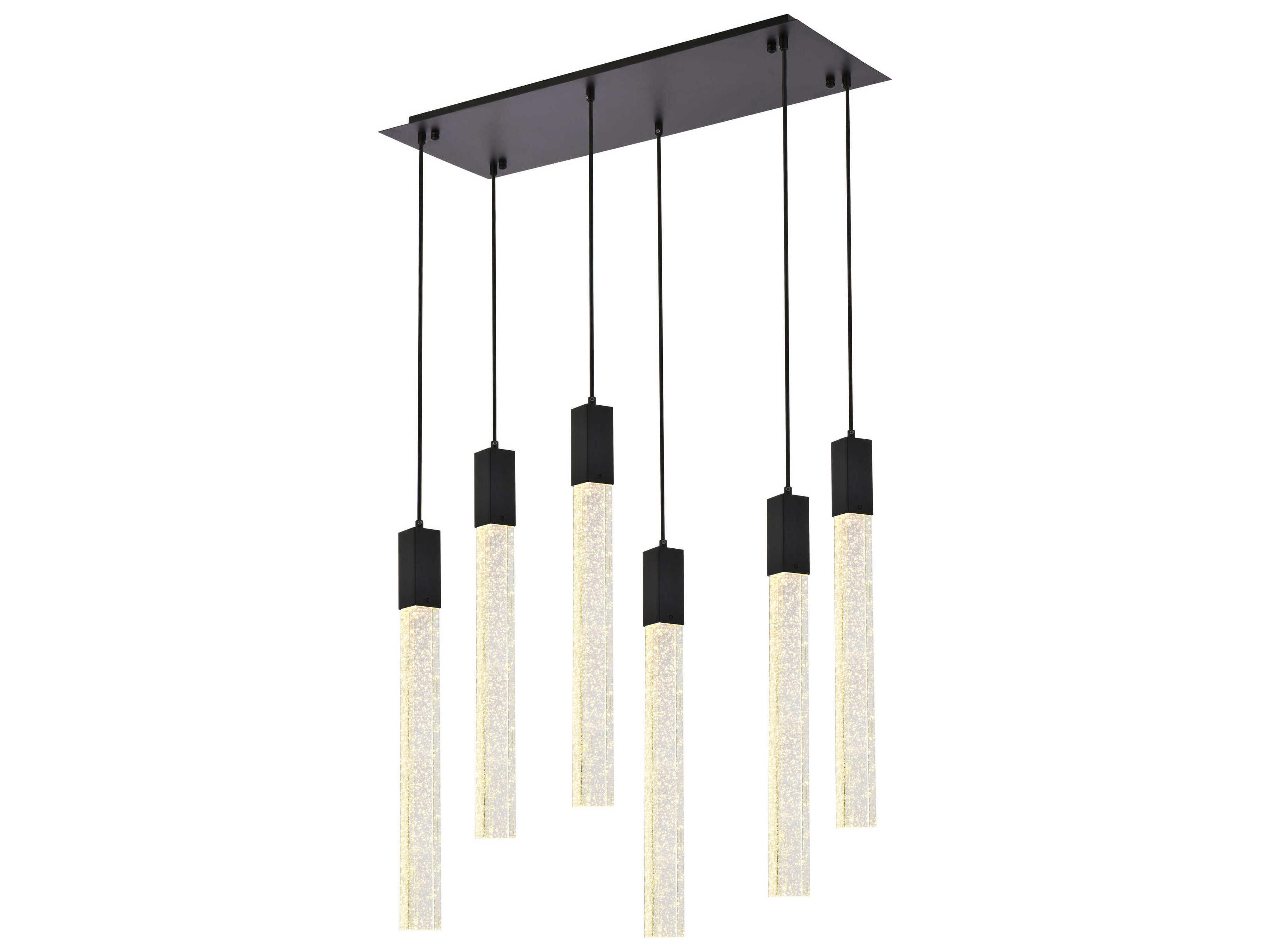 Weston 6-Light Black Crystal LED Cylinder Island Pendant