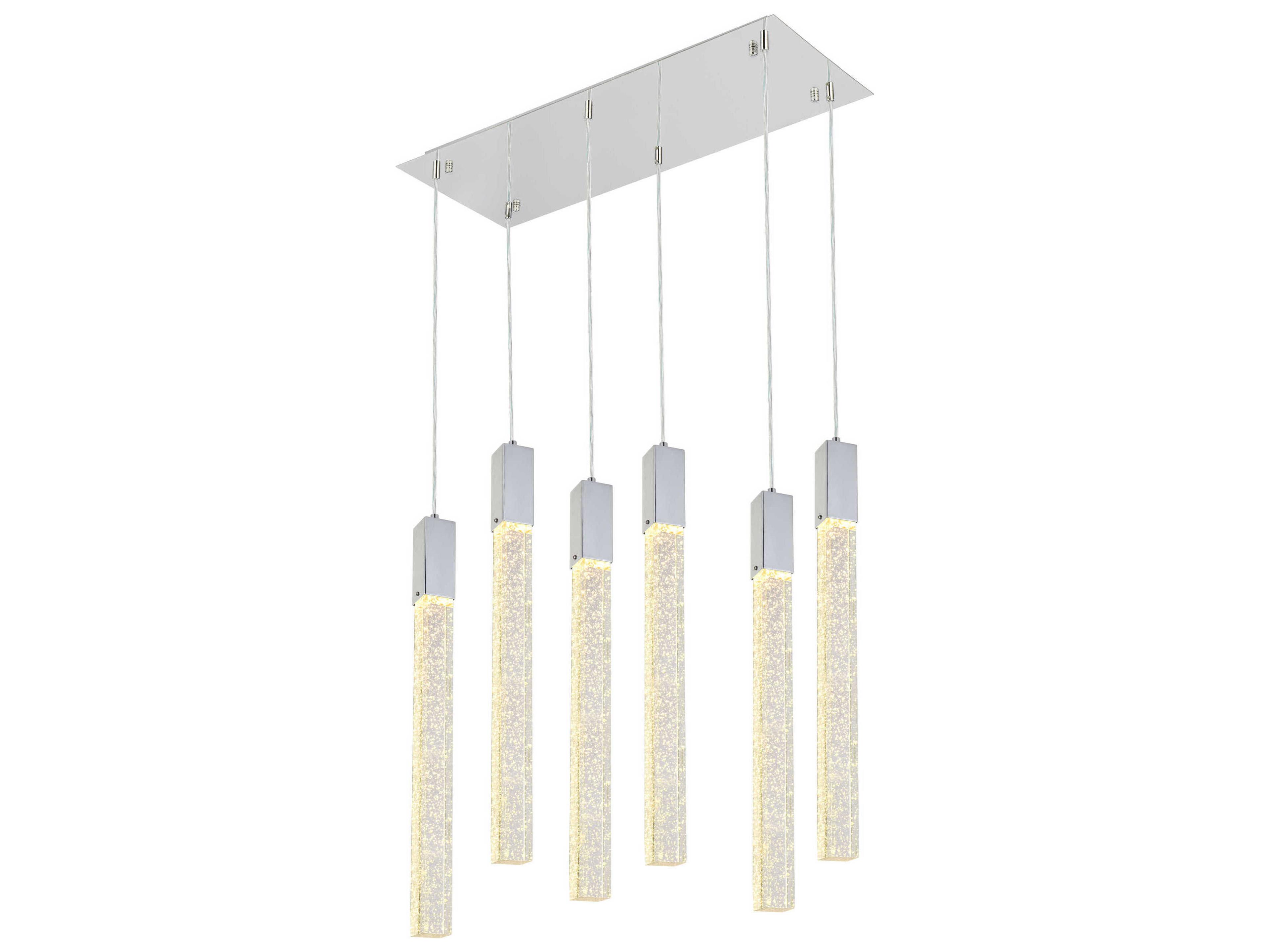 Weston 6-Light Chrome Crystal LED Cylinder Island Pendant