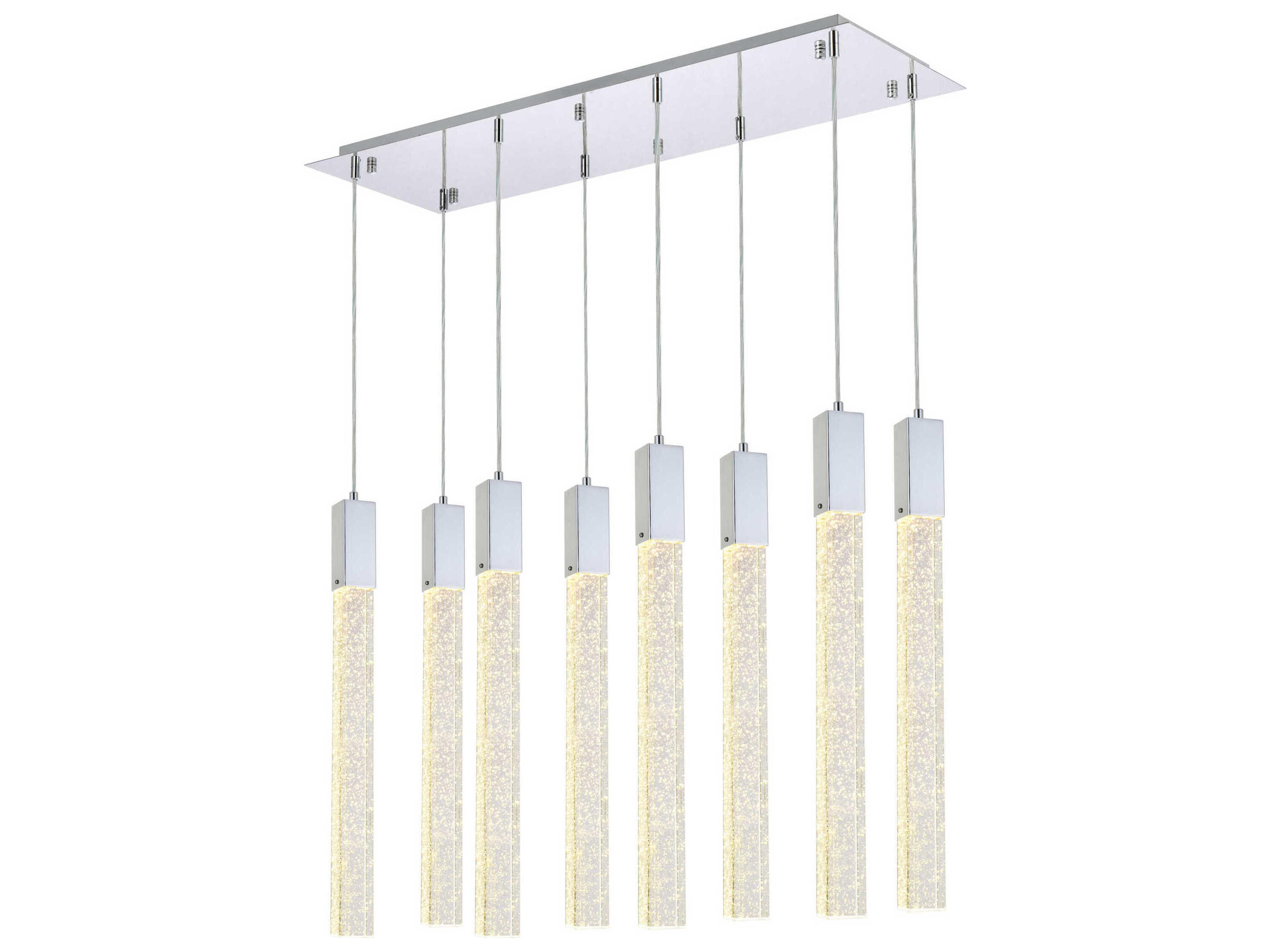 Weston 8-Light Chrome Crystal LED Cylinder Island Pendant