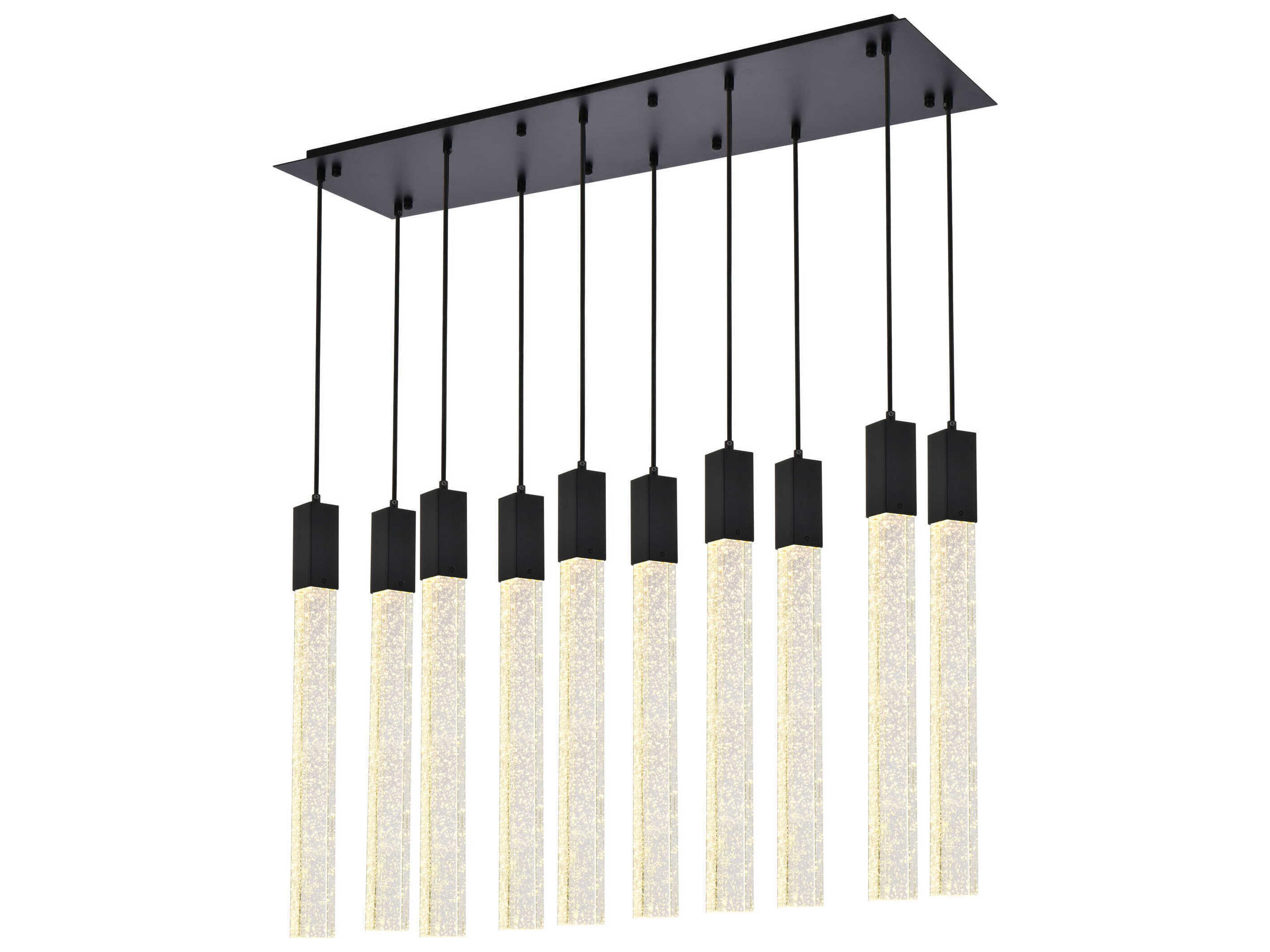 Weston 10-Light Black Crystal LED Cylinder Island Pendant