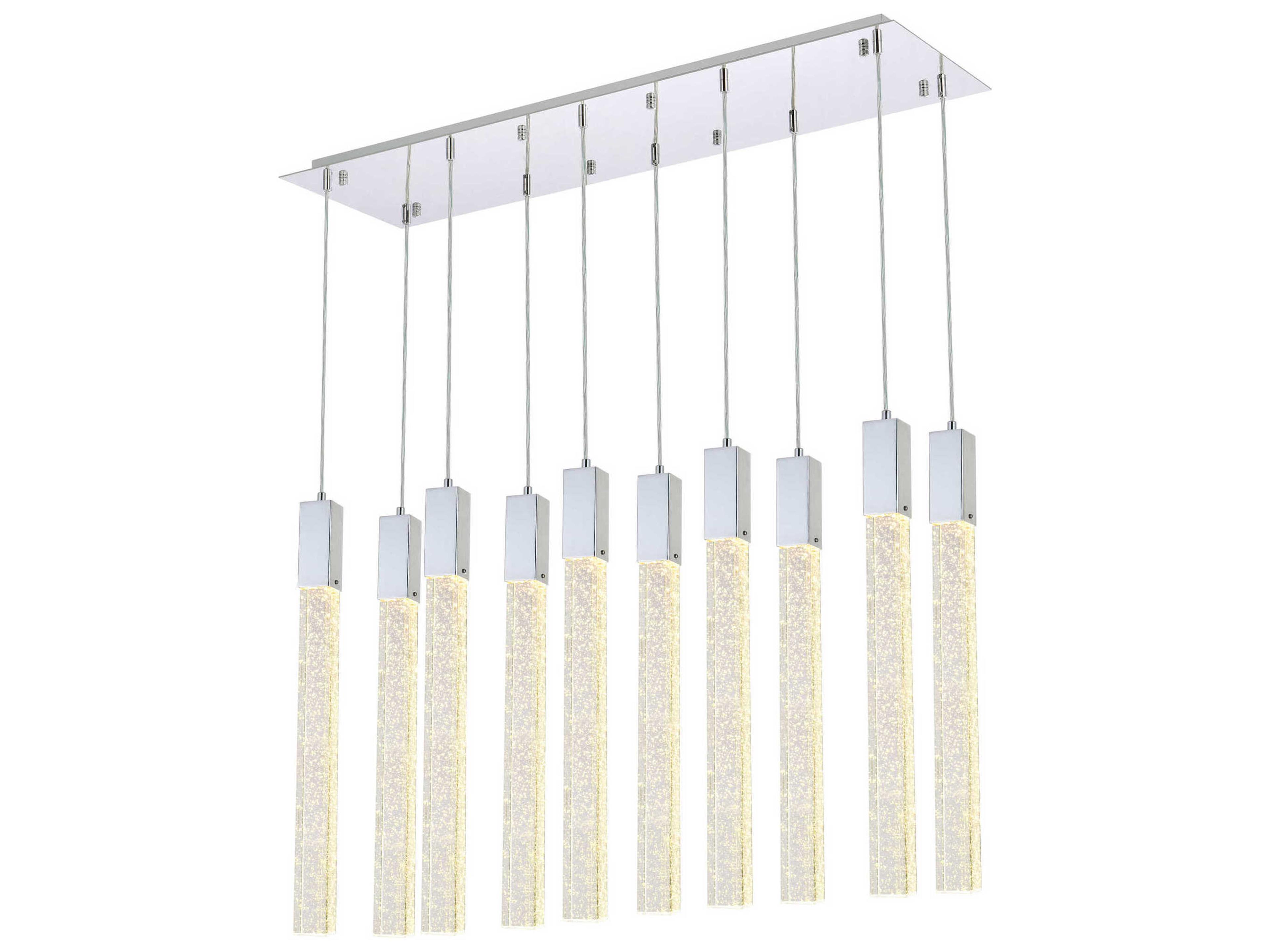 Weston 10-Light Chrome Crystal LED Cylinder Island Pendant