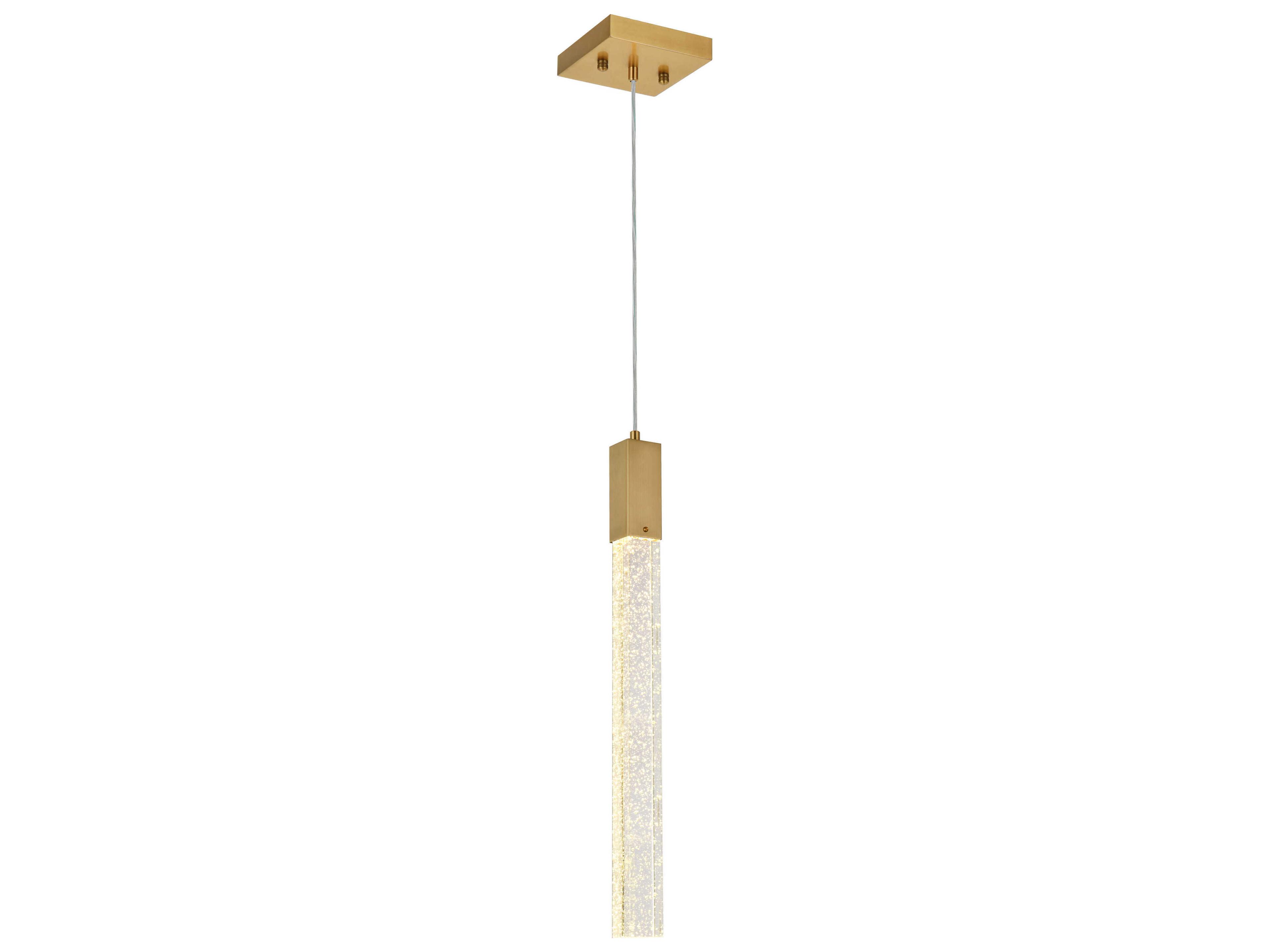 Weston 1-Light Satin Gold Crystal LED Cylinder Mini Pendant